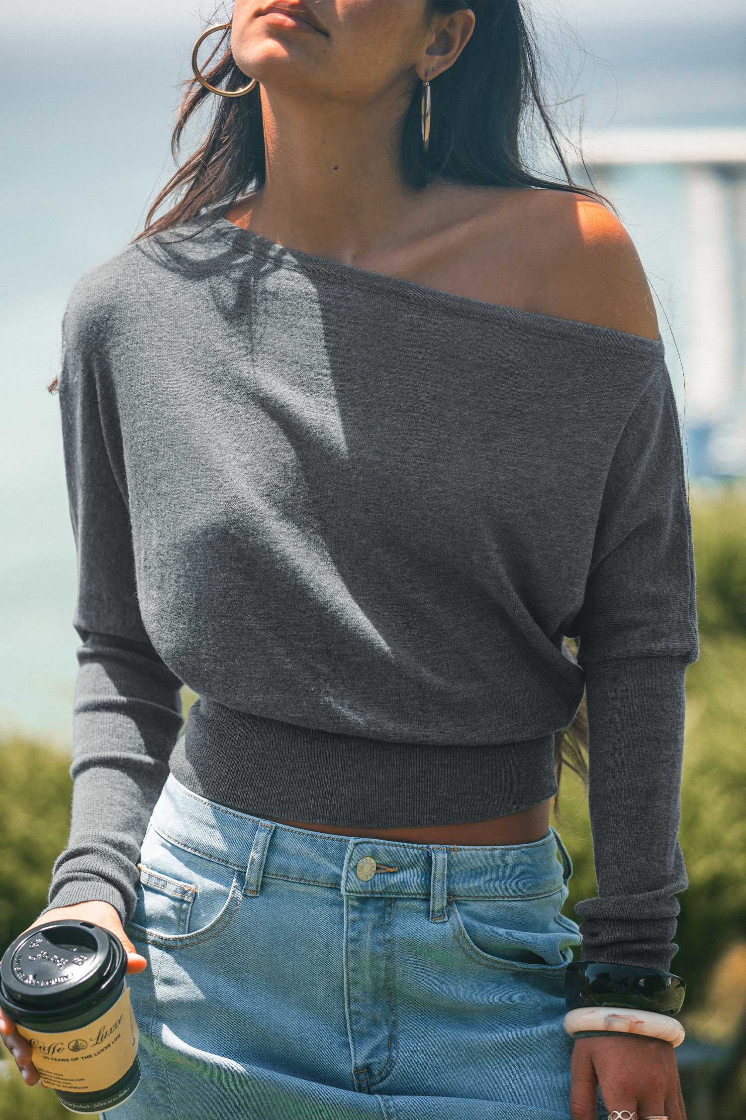 Night Out Grey Knit Top