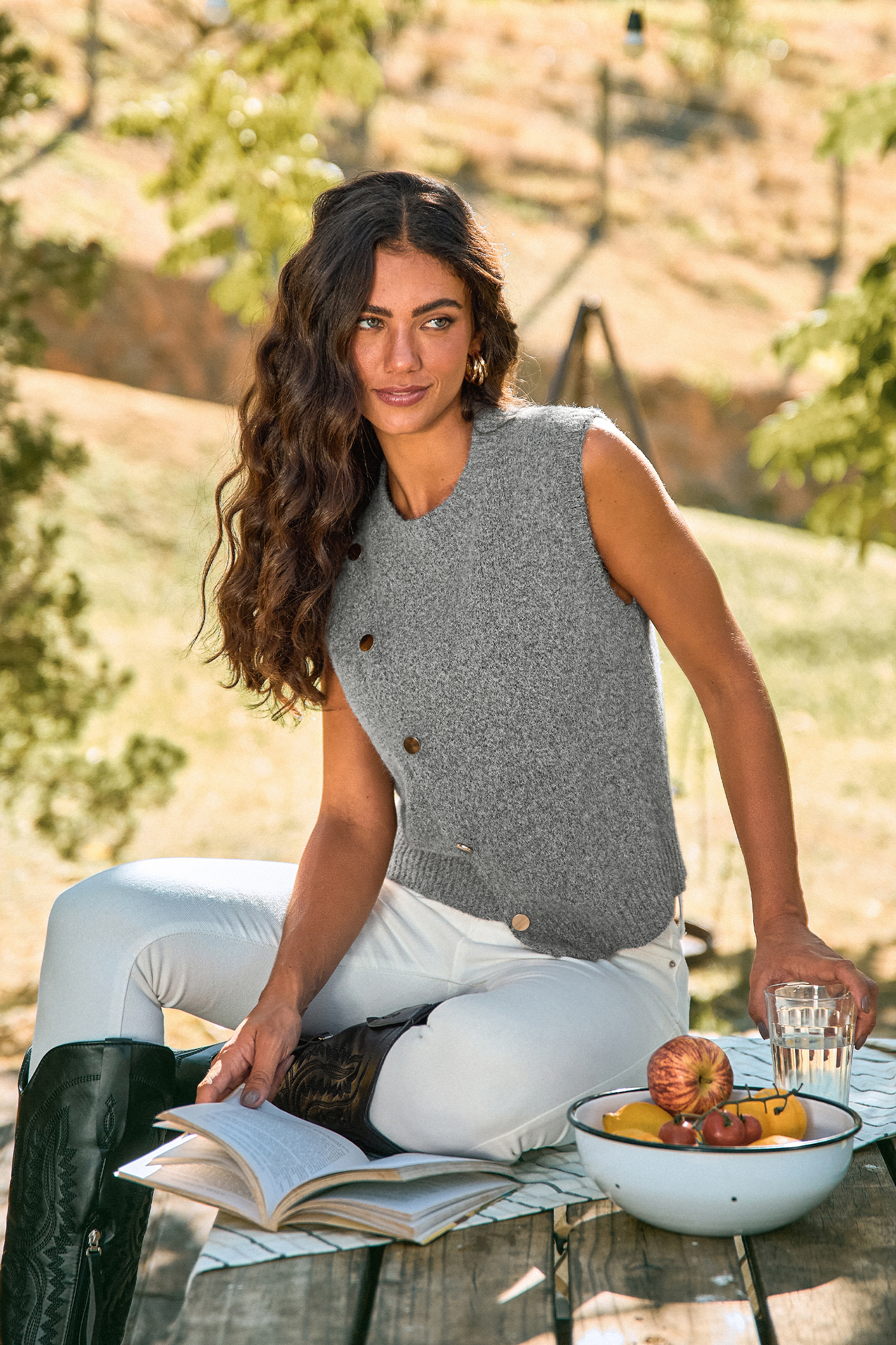 Staycation Mode Grey Sweater Vest