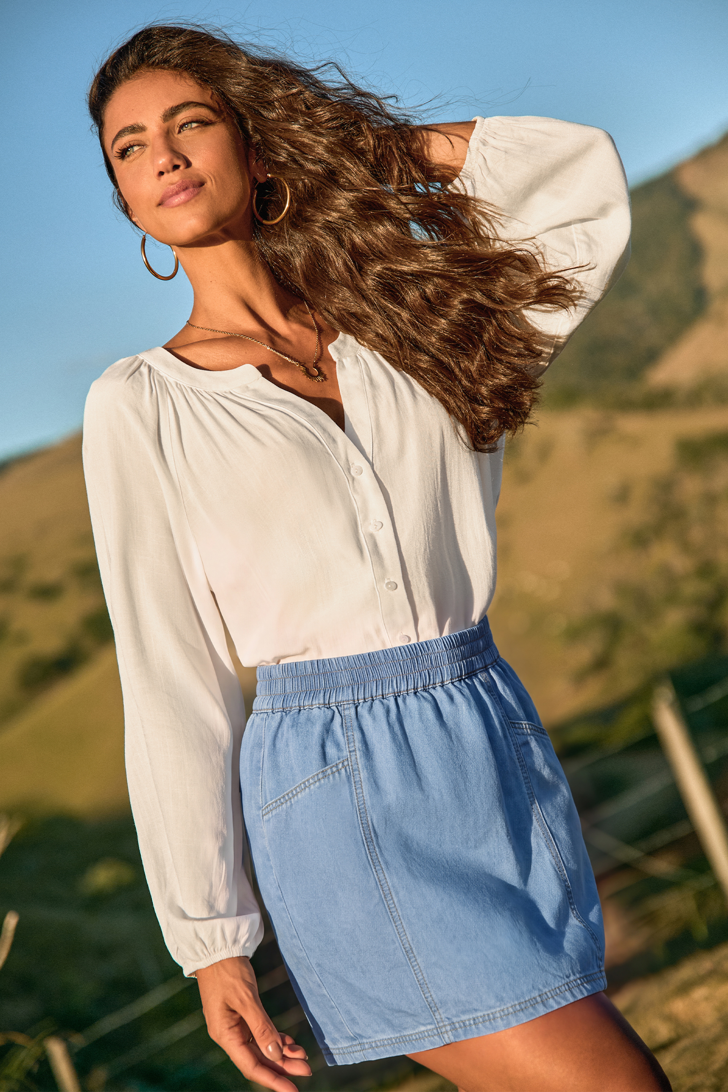 Meet Cute Light Wash Denim Mini Skirt