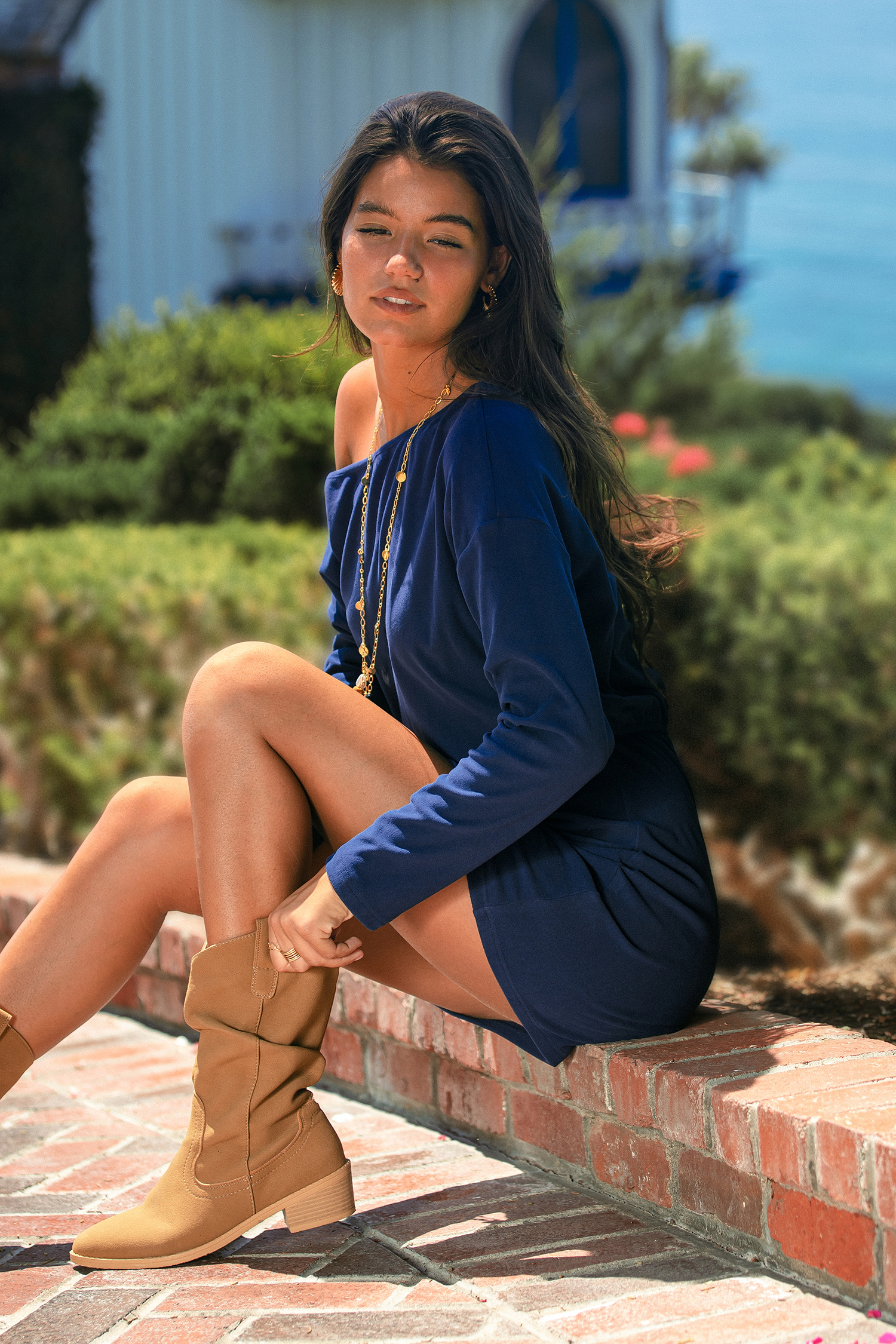 Draped Blue Mini Dress