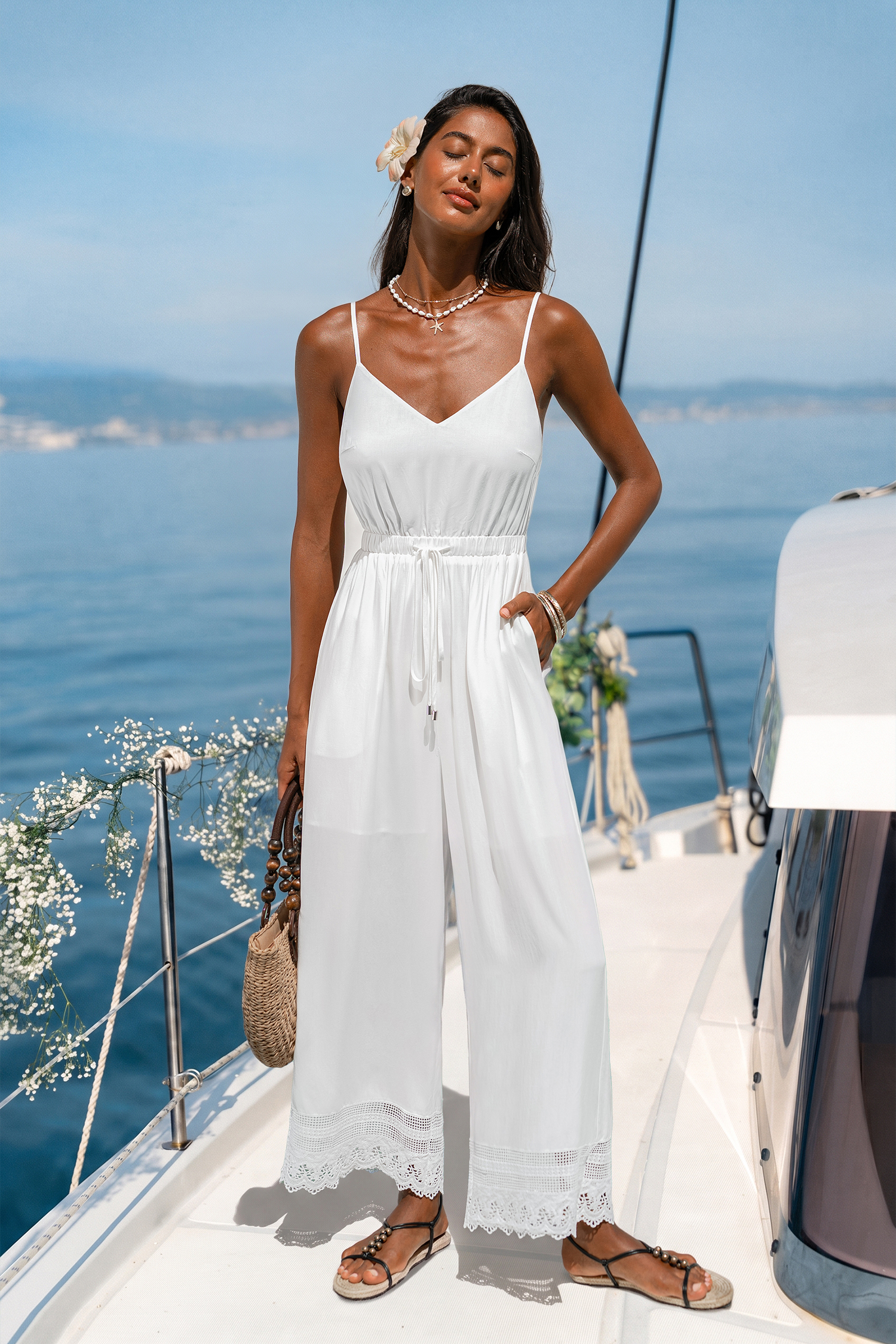 Sunlit Shore White Jumpsuit