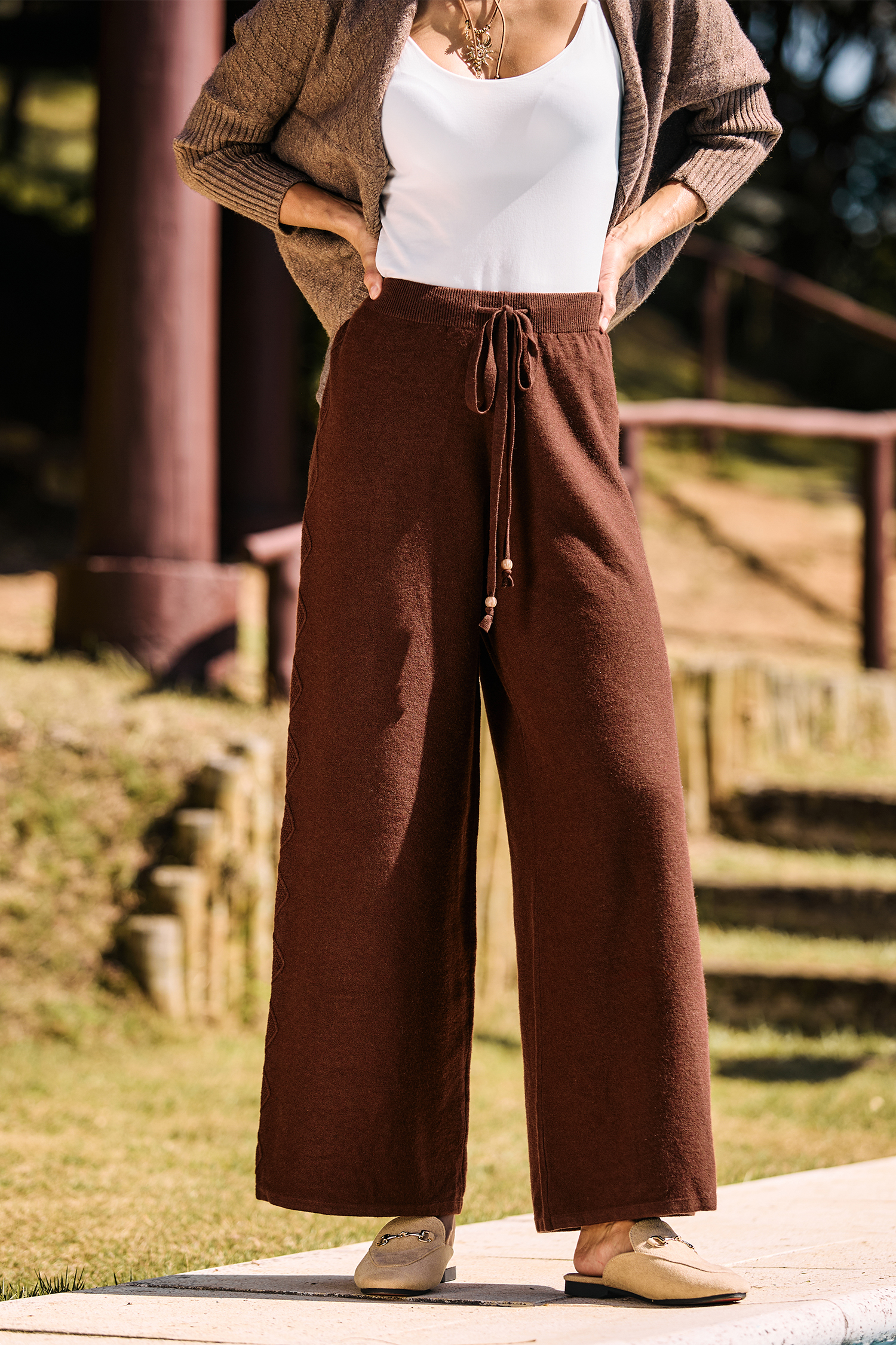Prenditi una pausa Pantaloni in maglia marrone