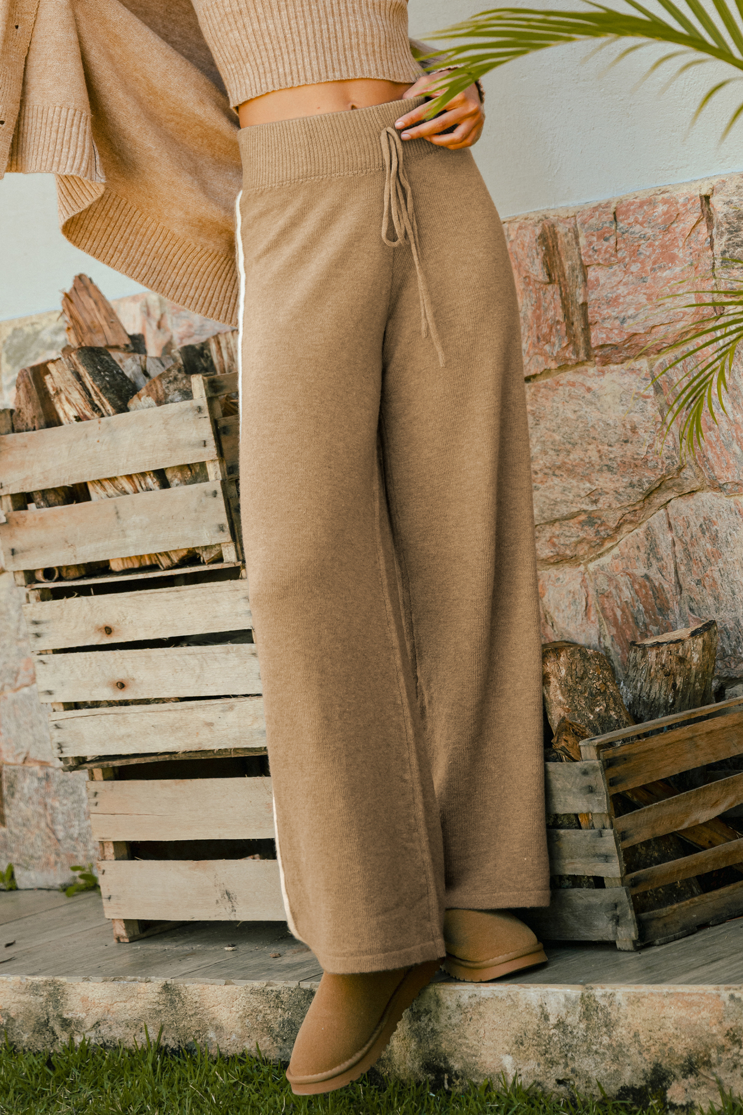 In a Nutshell Neutral Knit Trousers