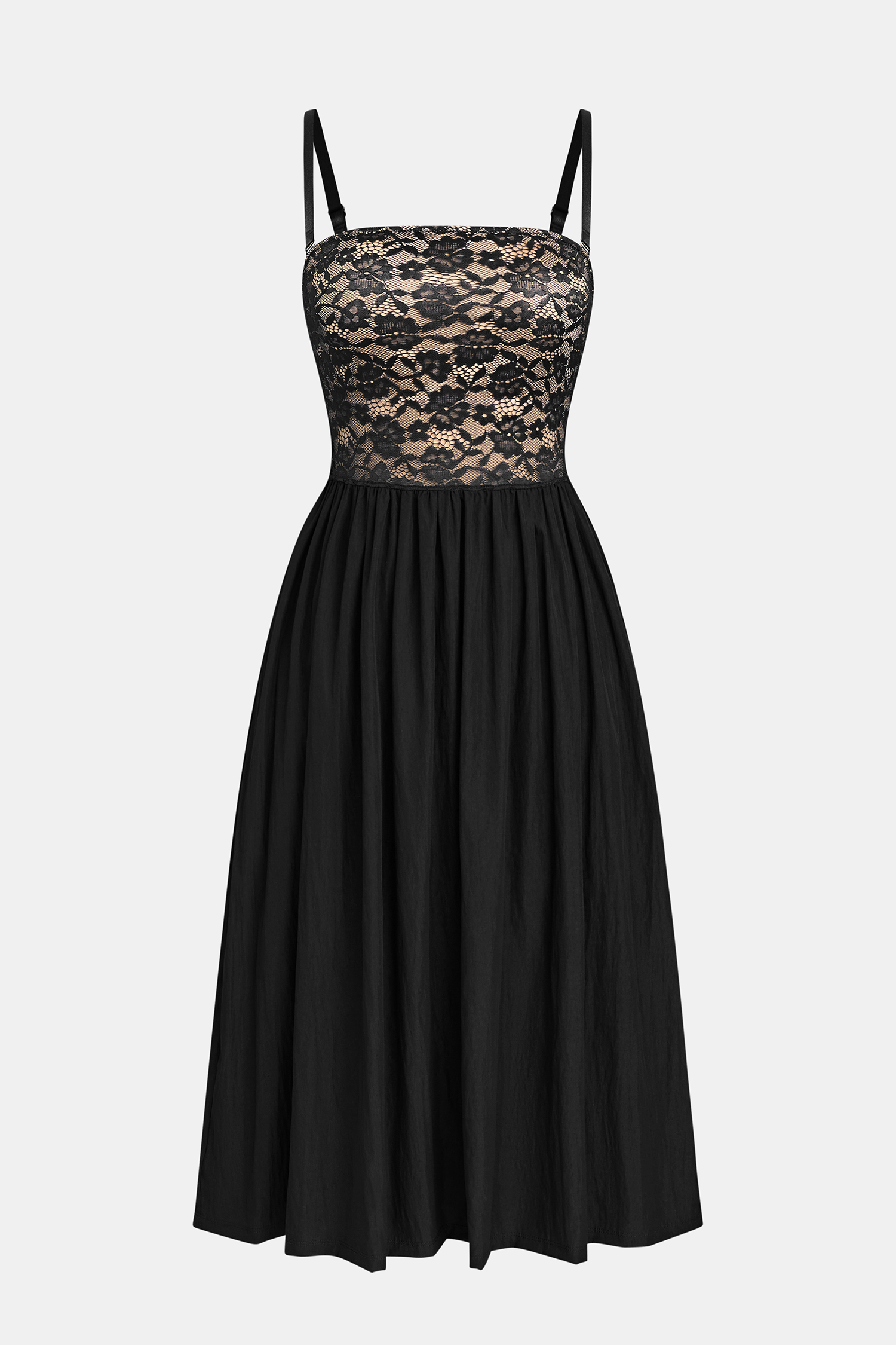 Schwarzes Shapewear-Midikleid mit abnehmbaren Trägern