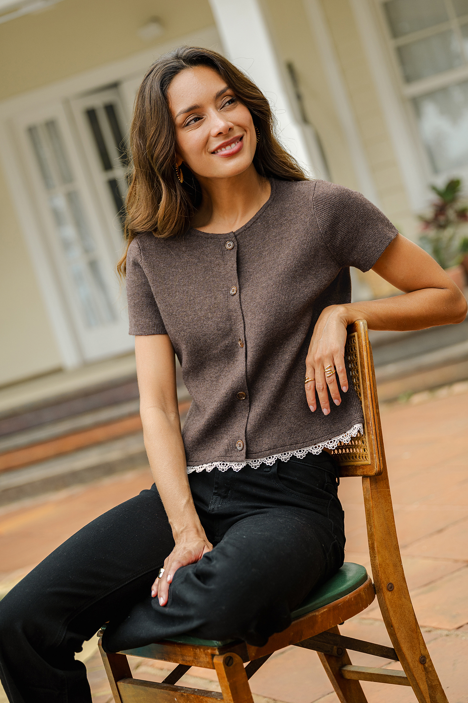 Morning Roast Brown Knit Top