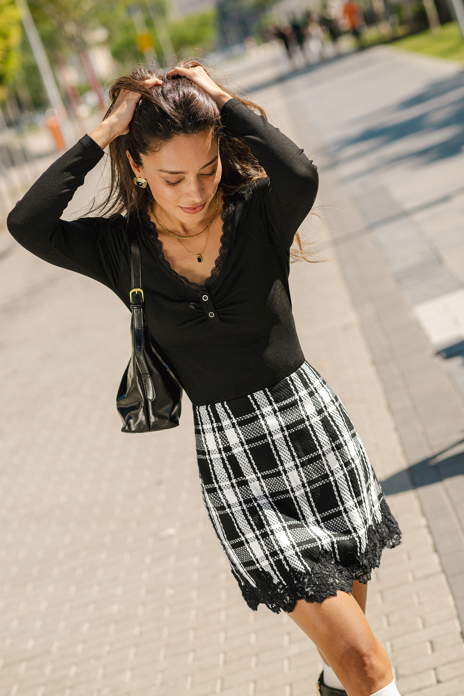 Moody Skies Plaid Mini Skirt