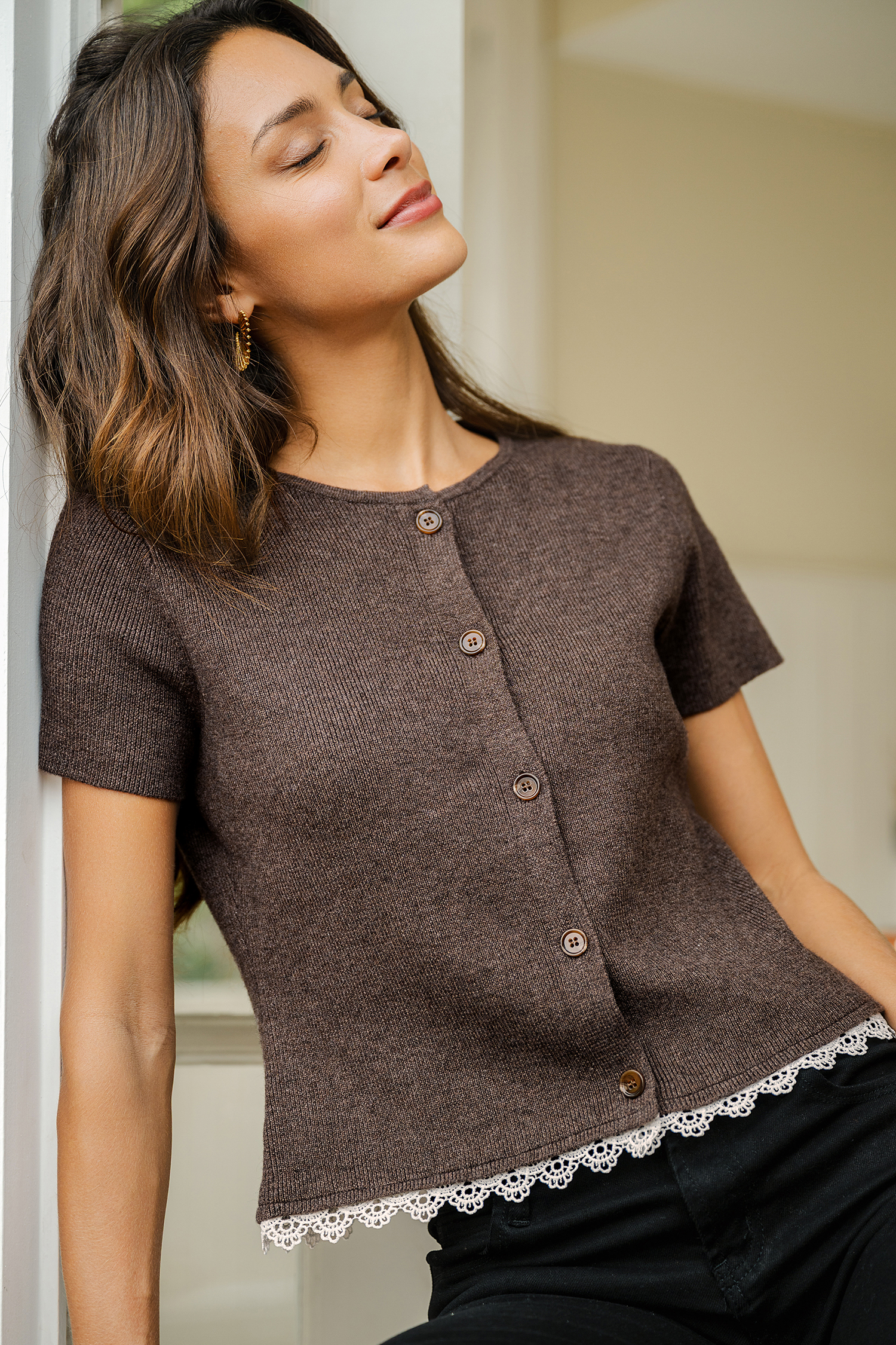 Morning Roast Brown Knit Top