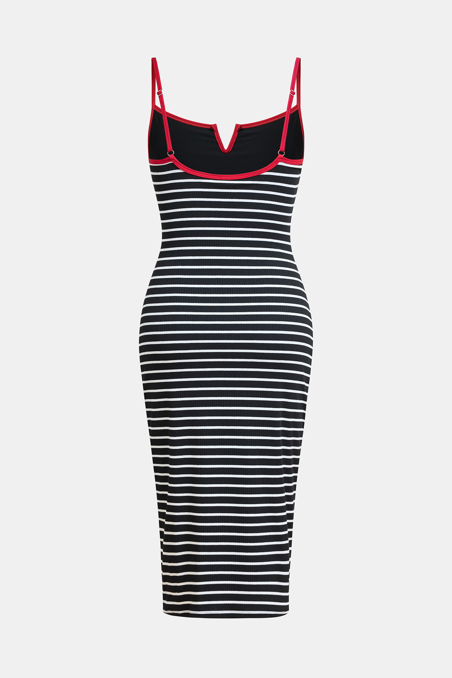 Gestreiftes U-Ausschnitt Midi-Shaping-Kleid