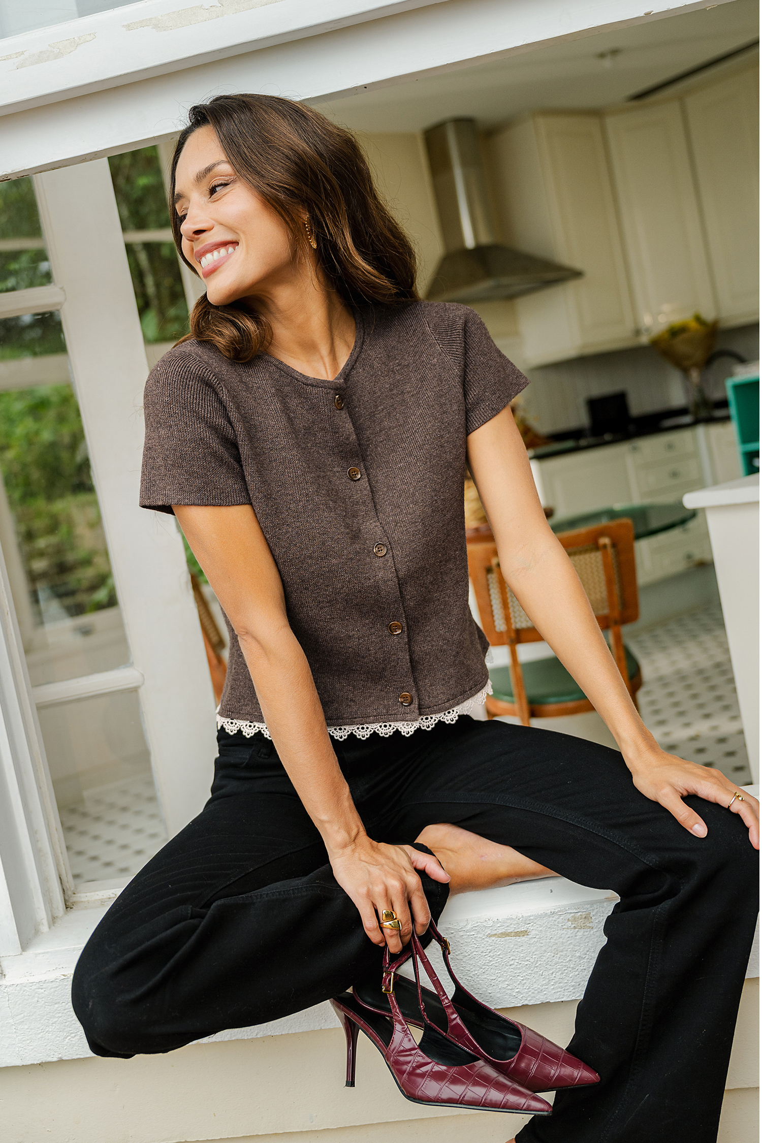 Morning Roast Brown Knit Top