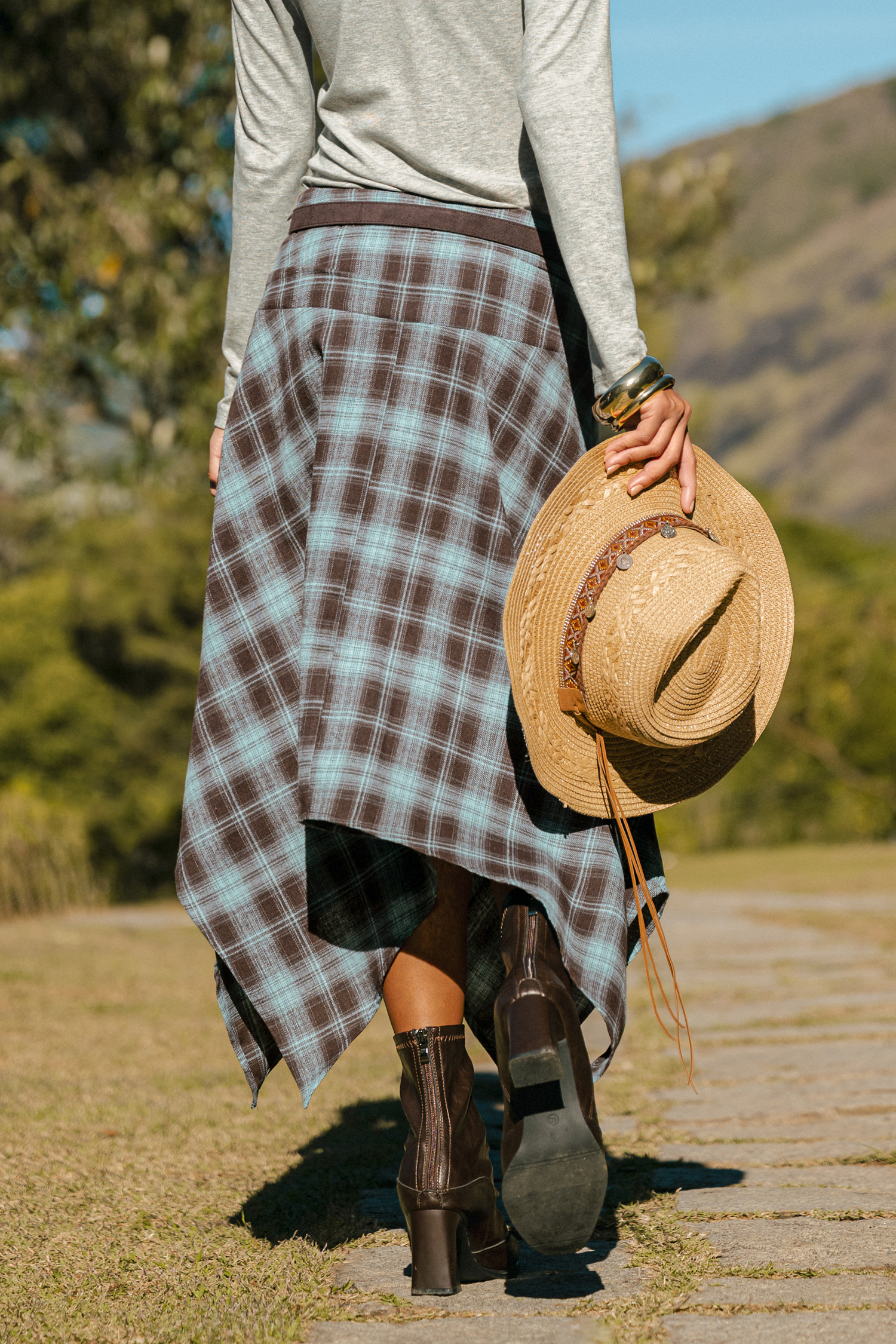 Fall Feeling Plaid Midi Skirt