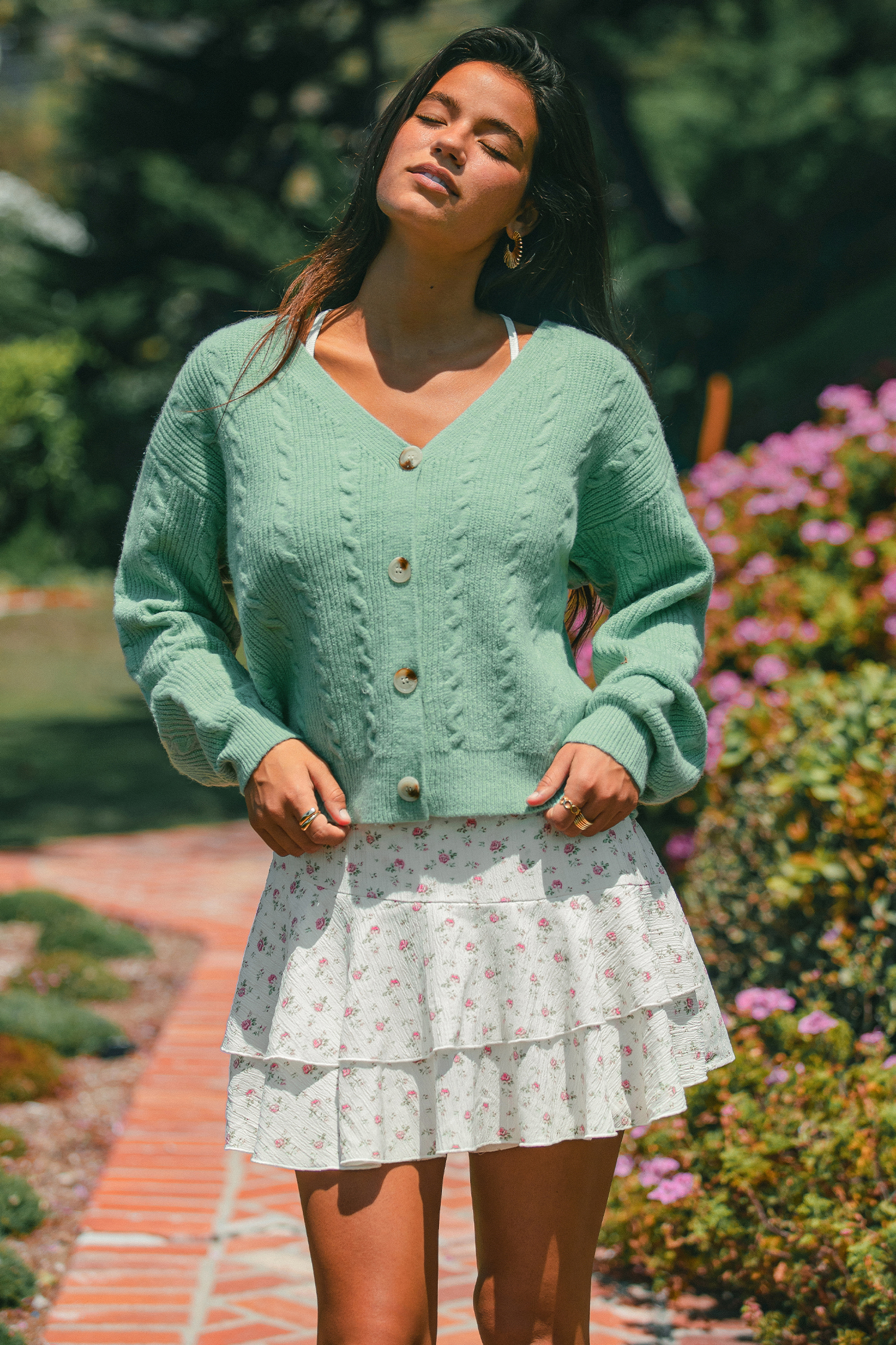 Jupe-short florale à volants et jambe lâche