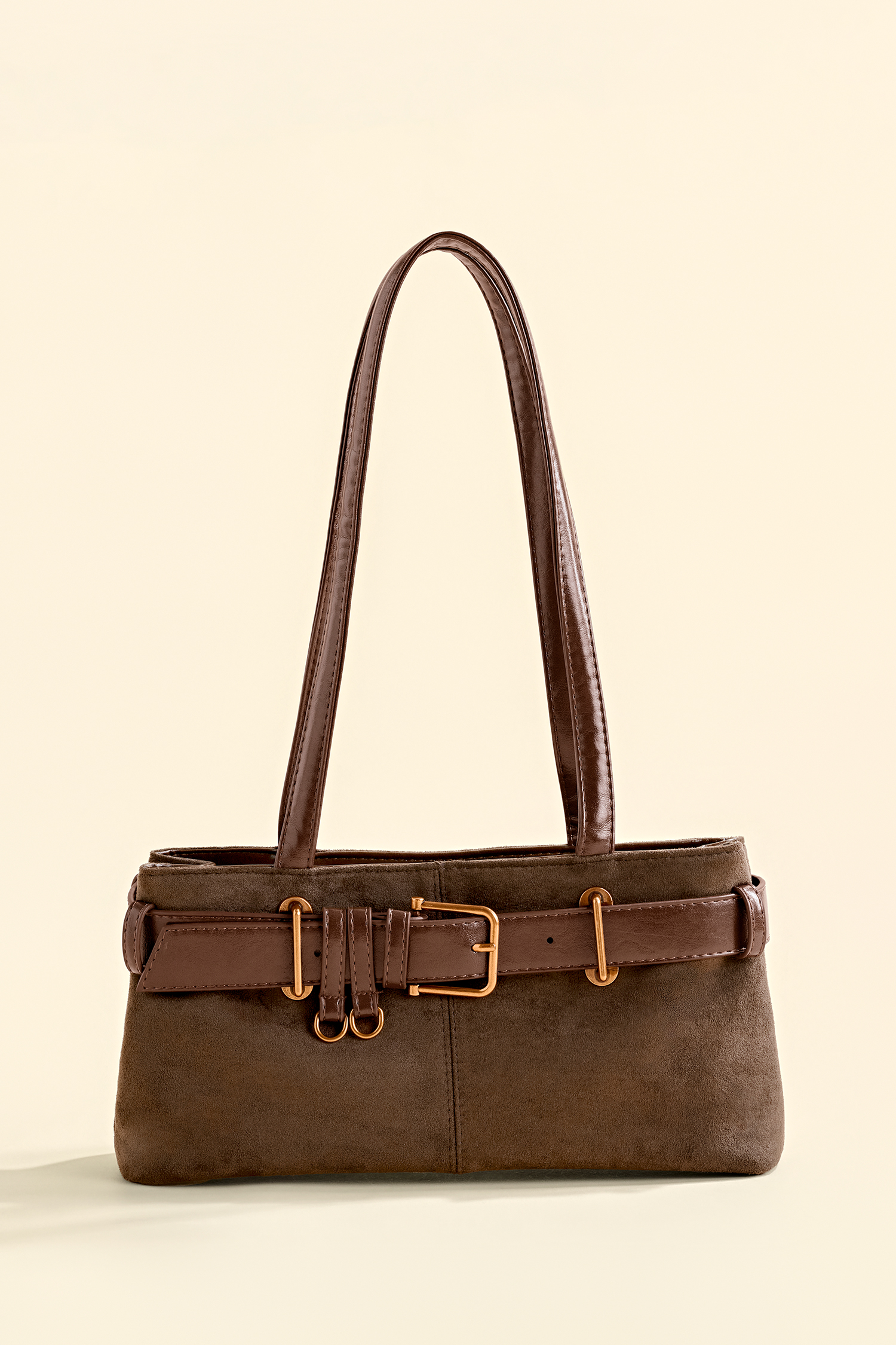 Buckle Up Faux Suede Bag