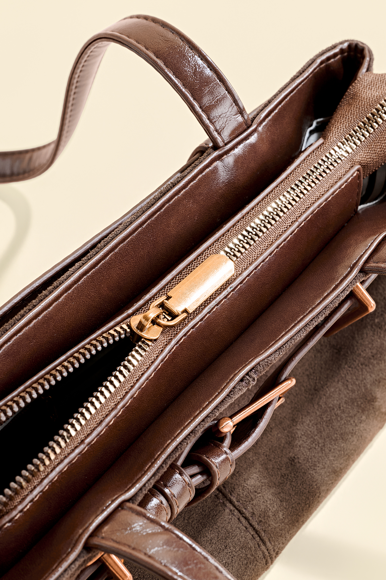 Buckle Up Faux Suede Bag