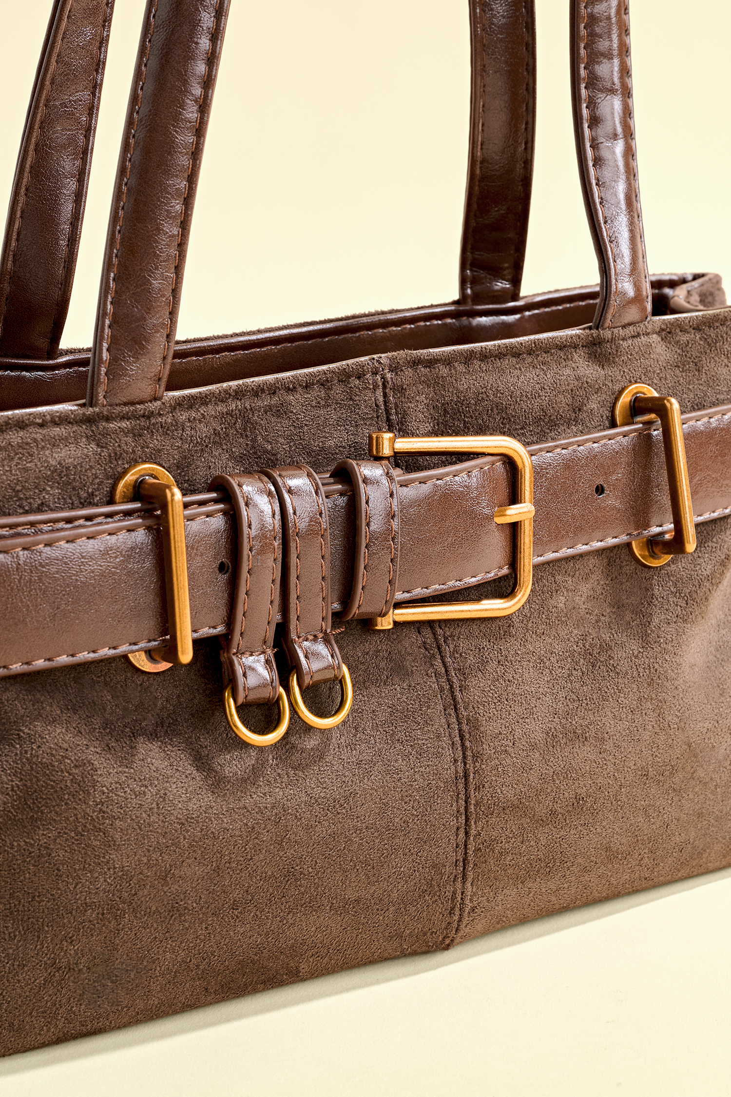 Buckle Up Faux Suede Bag