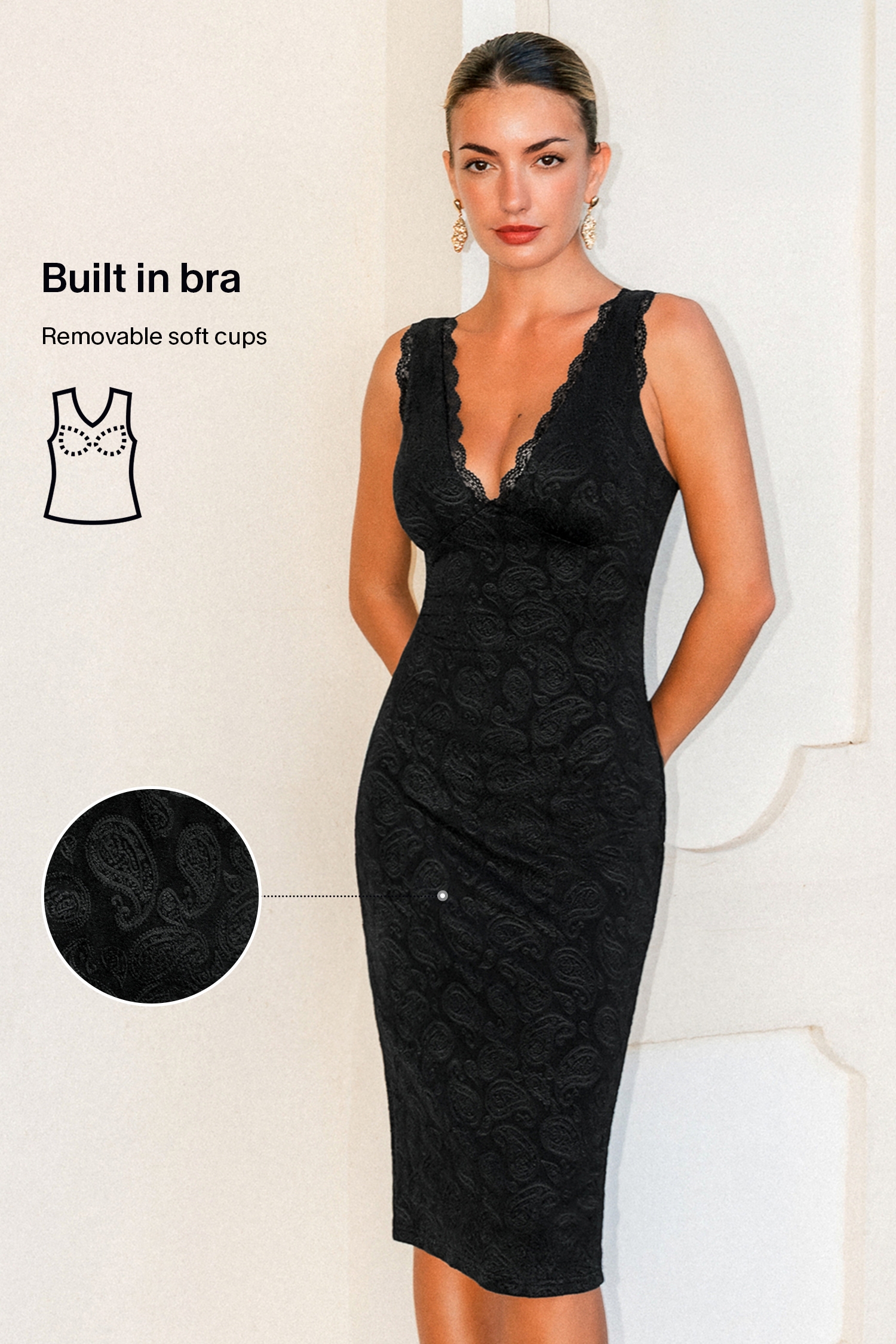 In the Know Black Shapewear Midi Dress