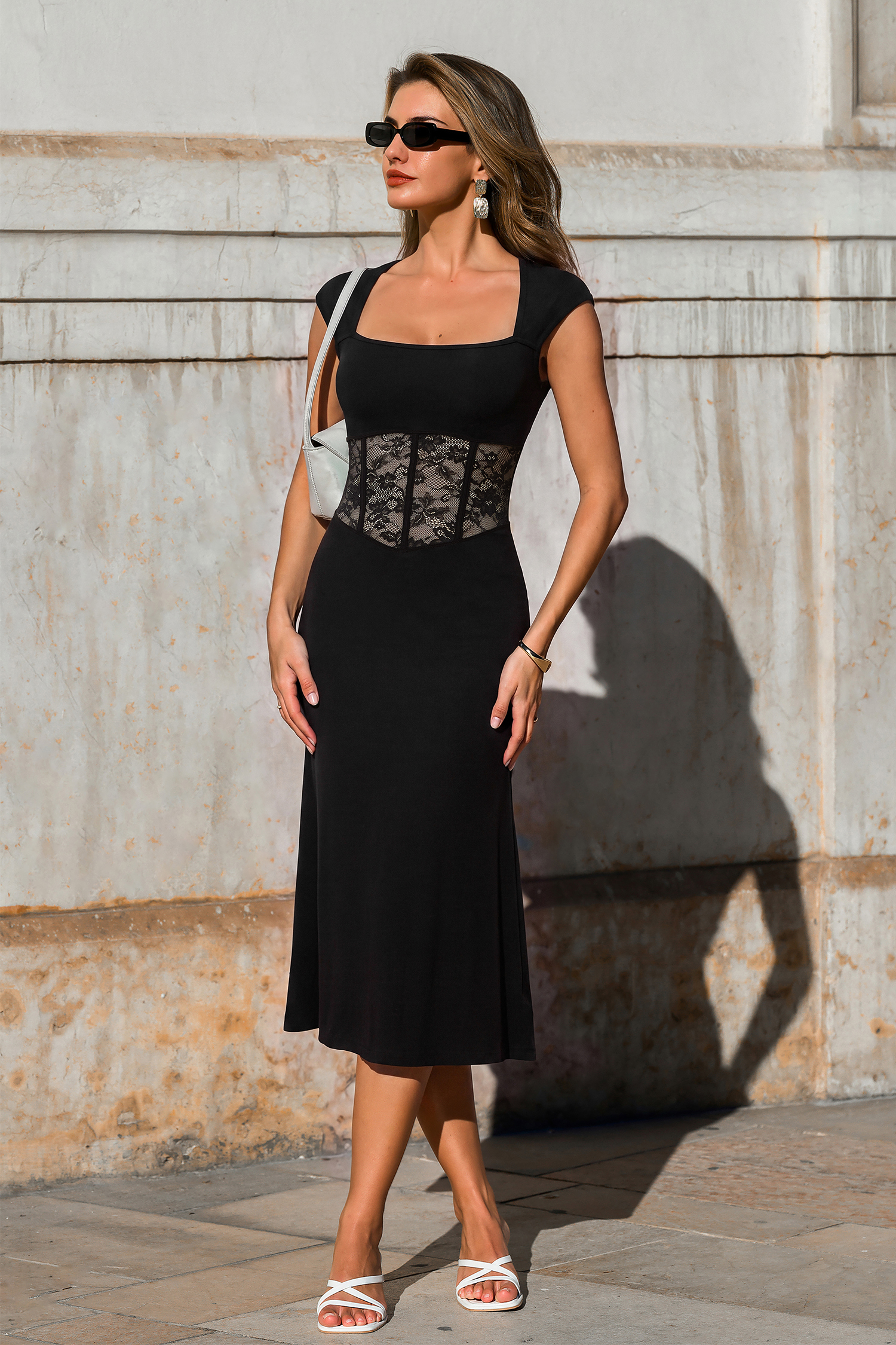 Star Power Black Shapewear Midi Dress