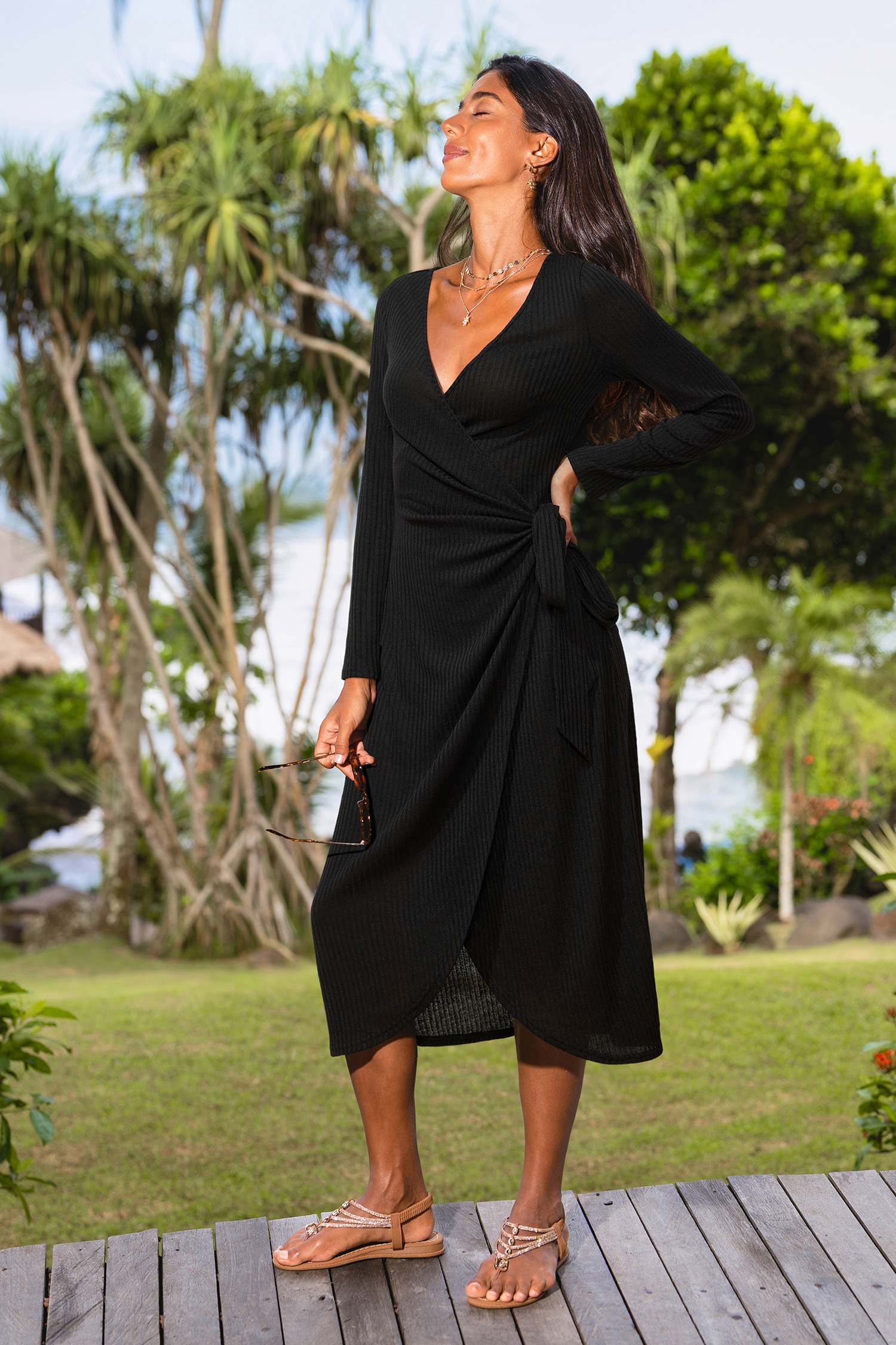 On Top of the World Black Midi Dress