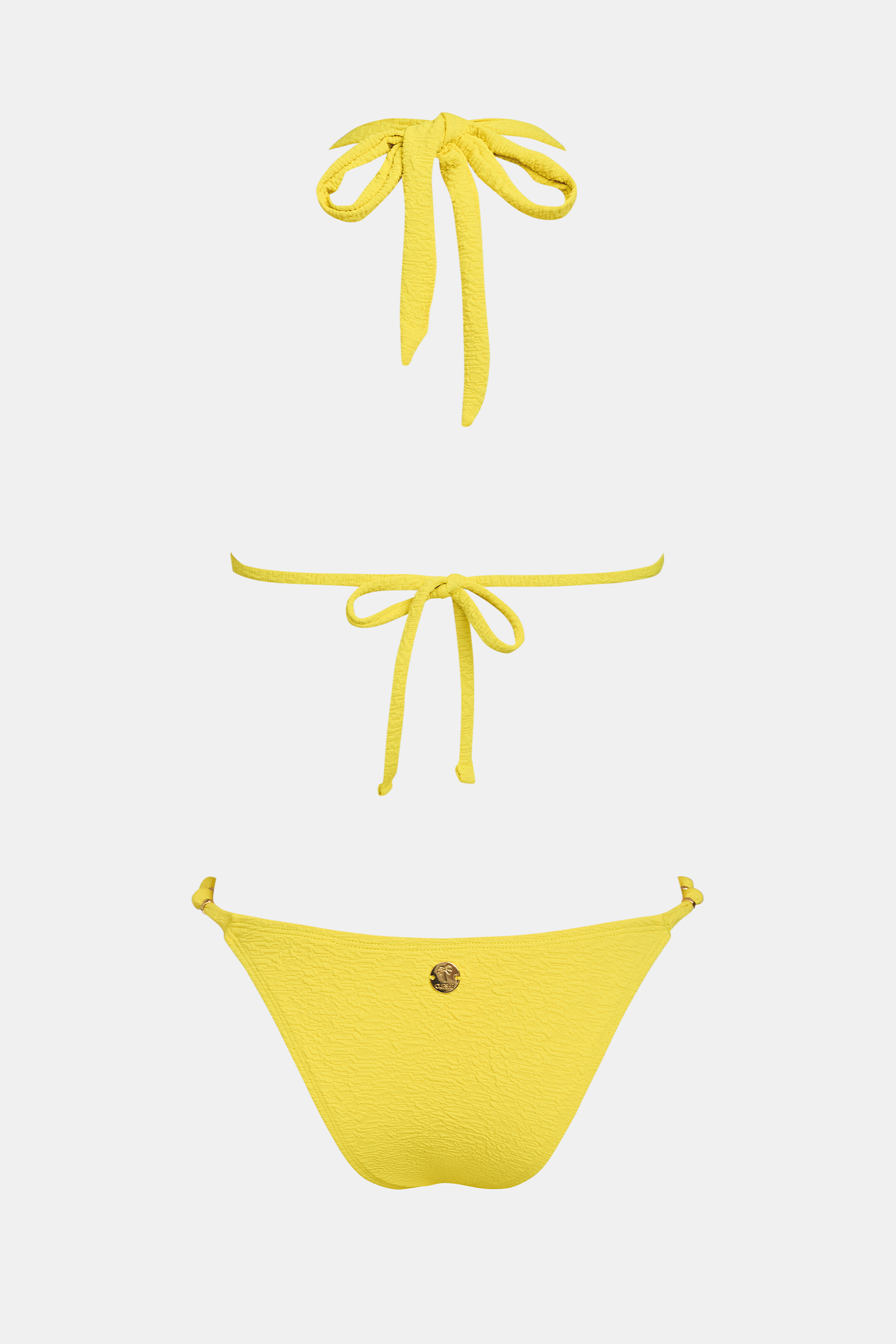 Gelbes Low-Waist Tiefer Ausschnitt Neckholder-Bikini-Set