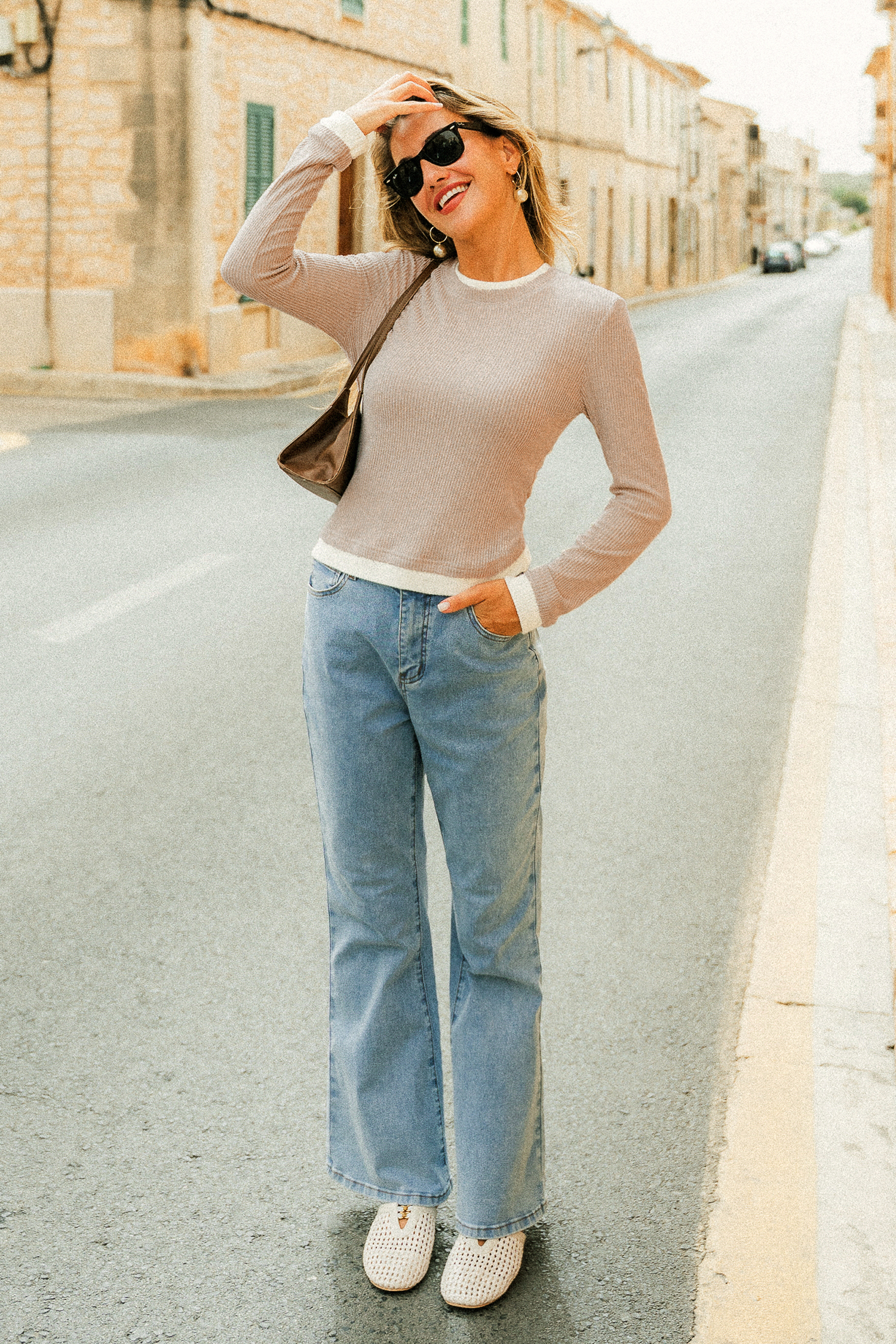 Oat Latte Colorblock Top