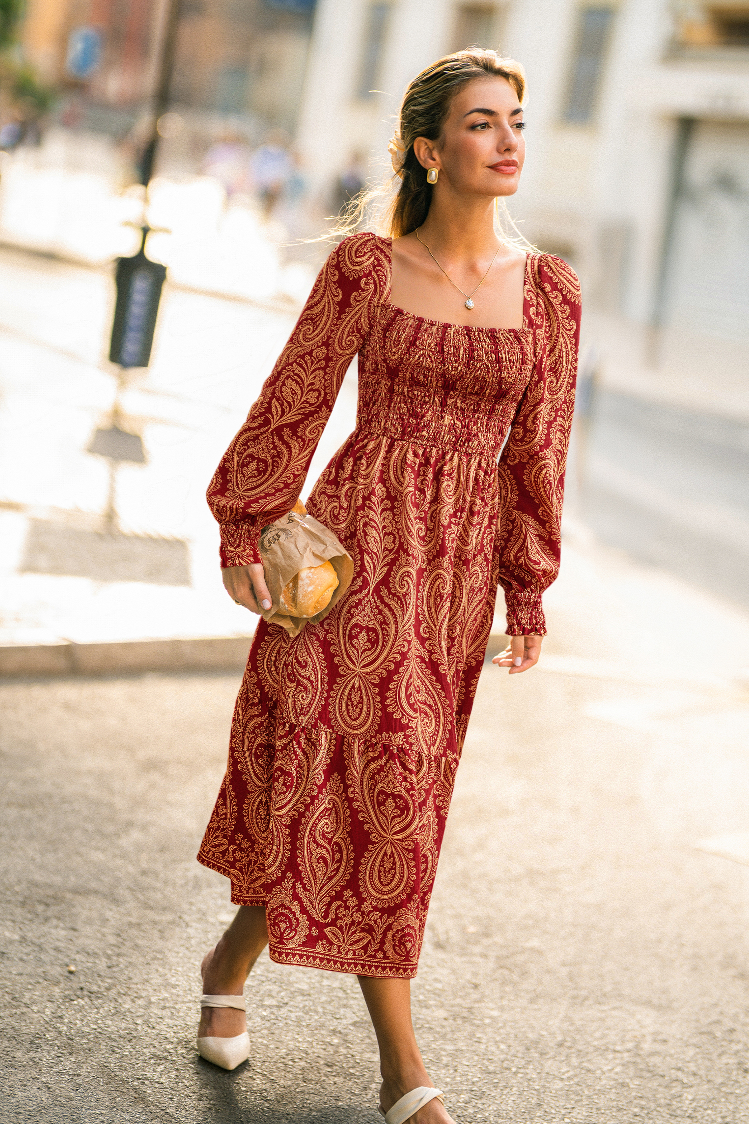 Gilded Lily Paisley Midi Dress