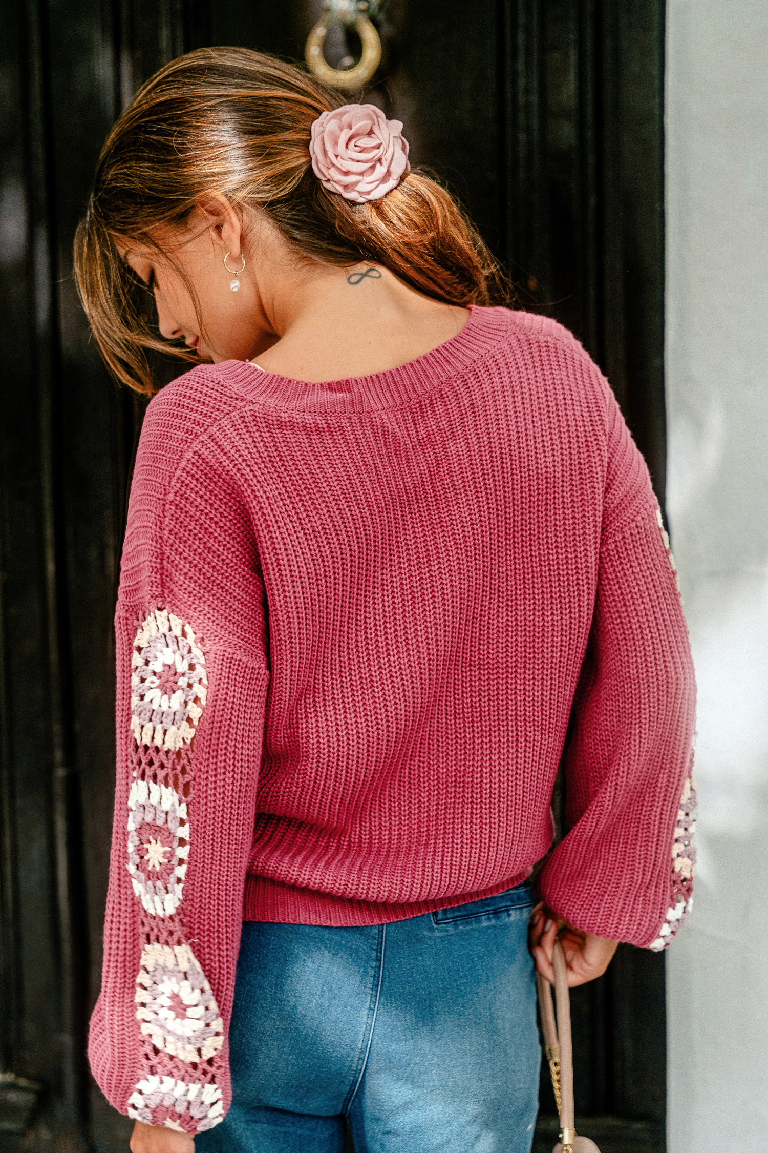 Wildflower Crochet Pink Sweater