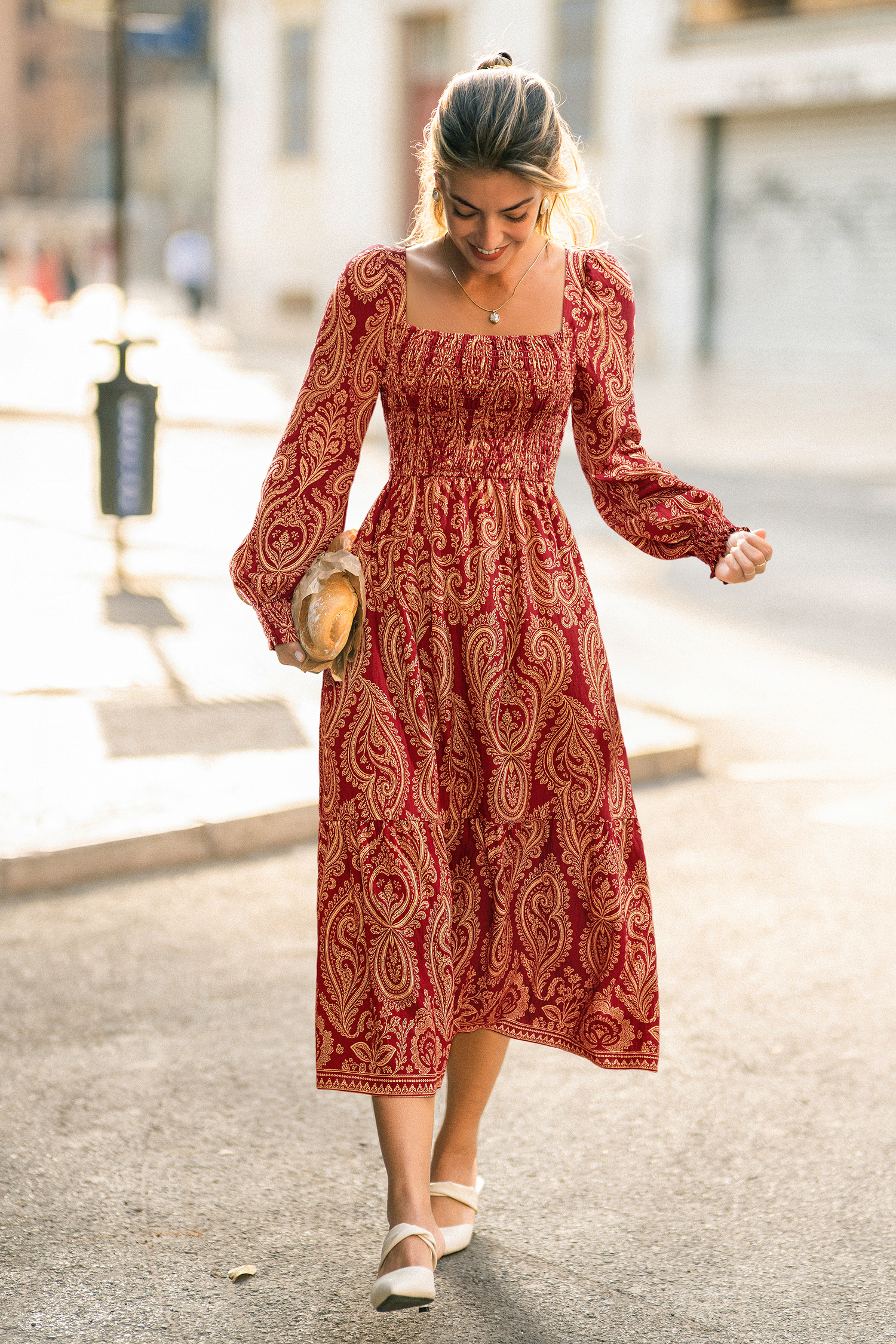 Gilded Lily Paisley Midi Dress