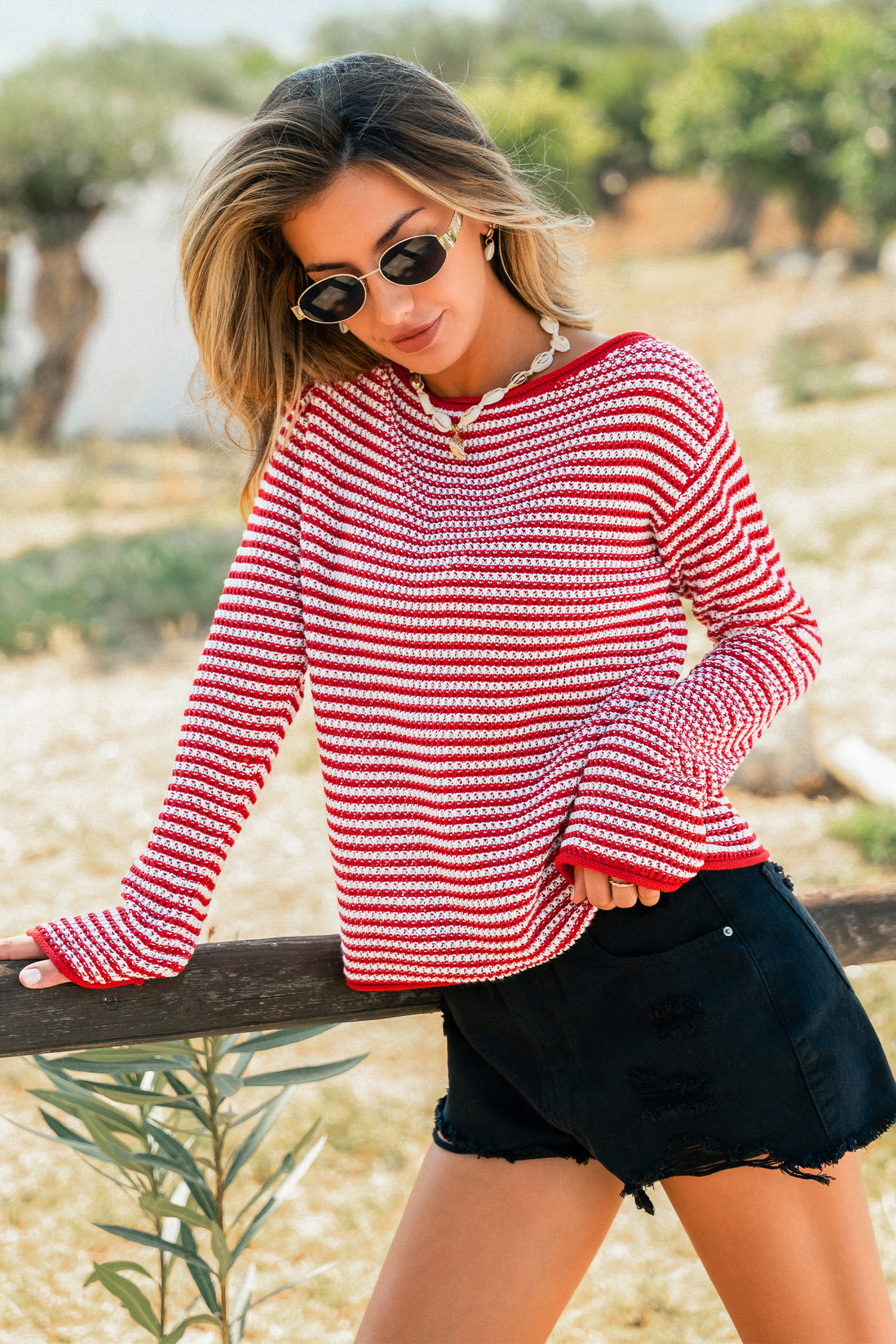 Left on Red Striped Sweater