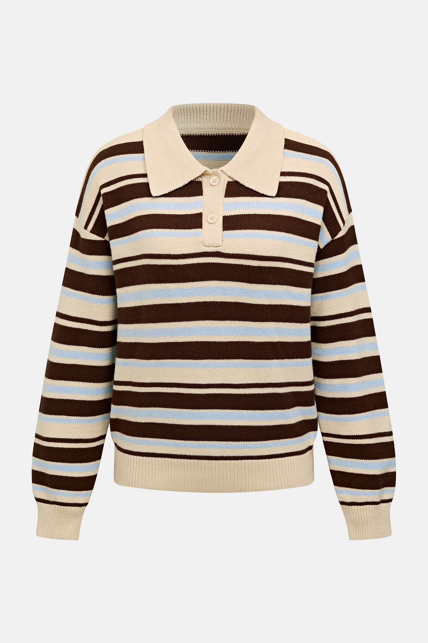 Gestreifter Langarmpullover mit Kragen