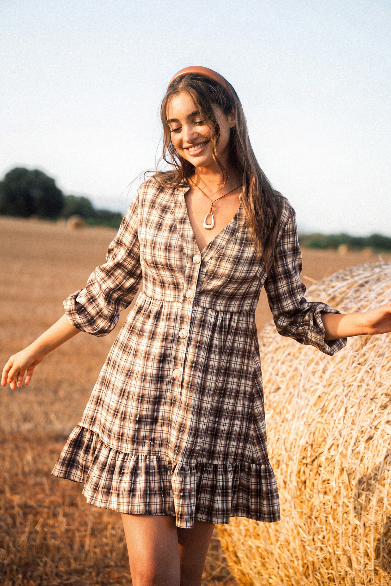 Soft Autumn Plaid Mini Dress
