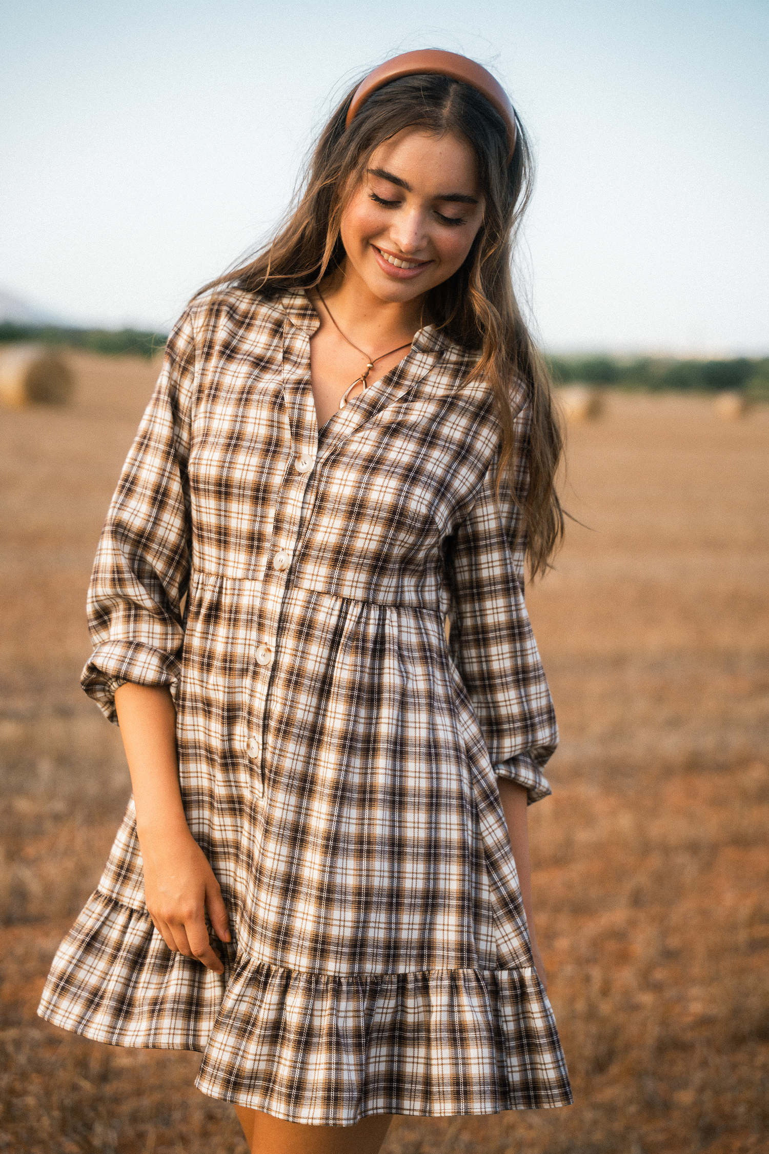 Soft Autumn Plaid Mini Dress