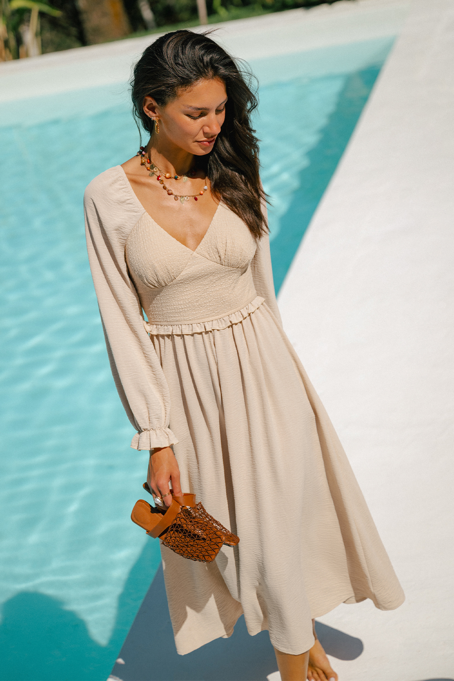 Sepia Toned Neutral Maxi Dress