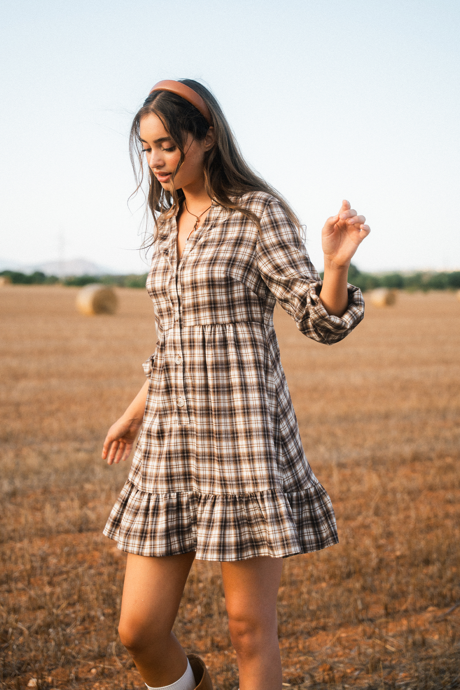 Soft Autumn Plaid Mini Dress