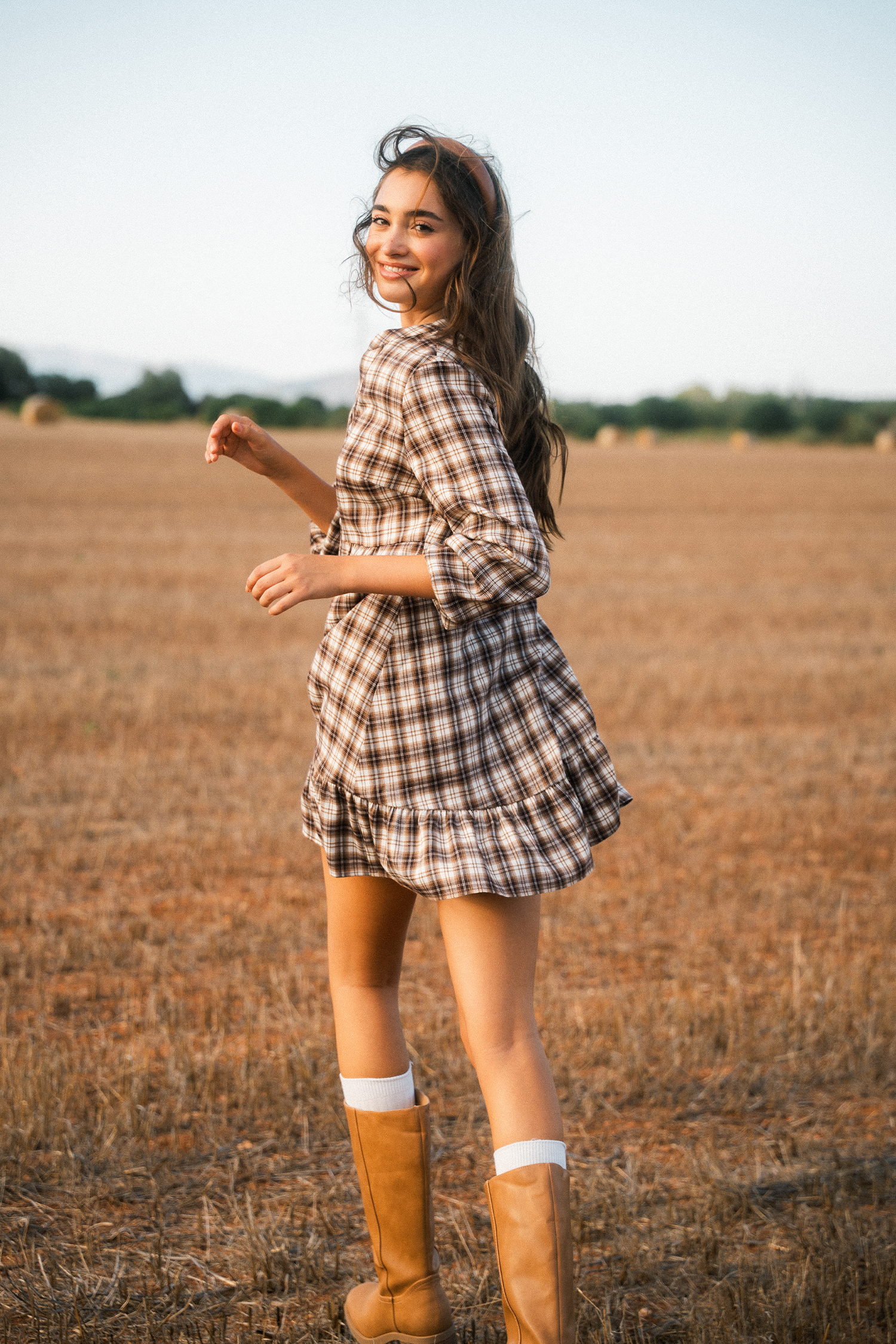 Soft Autumn Plaid Mini Dress