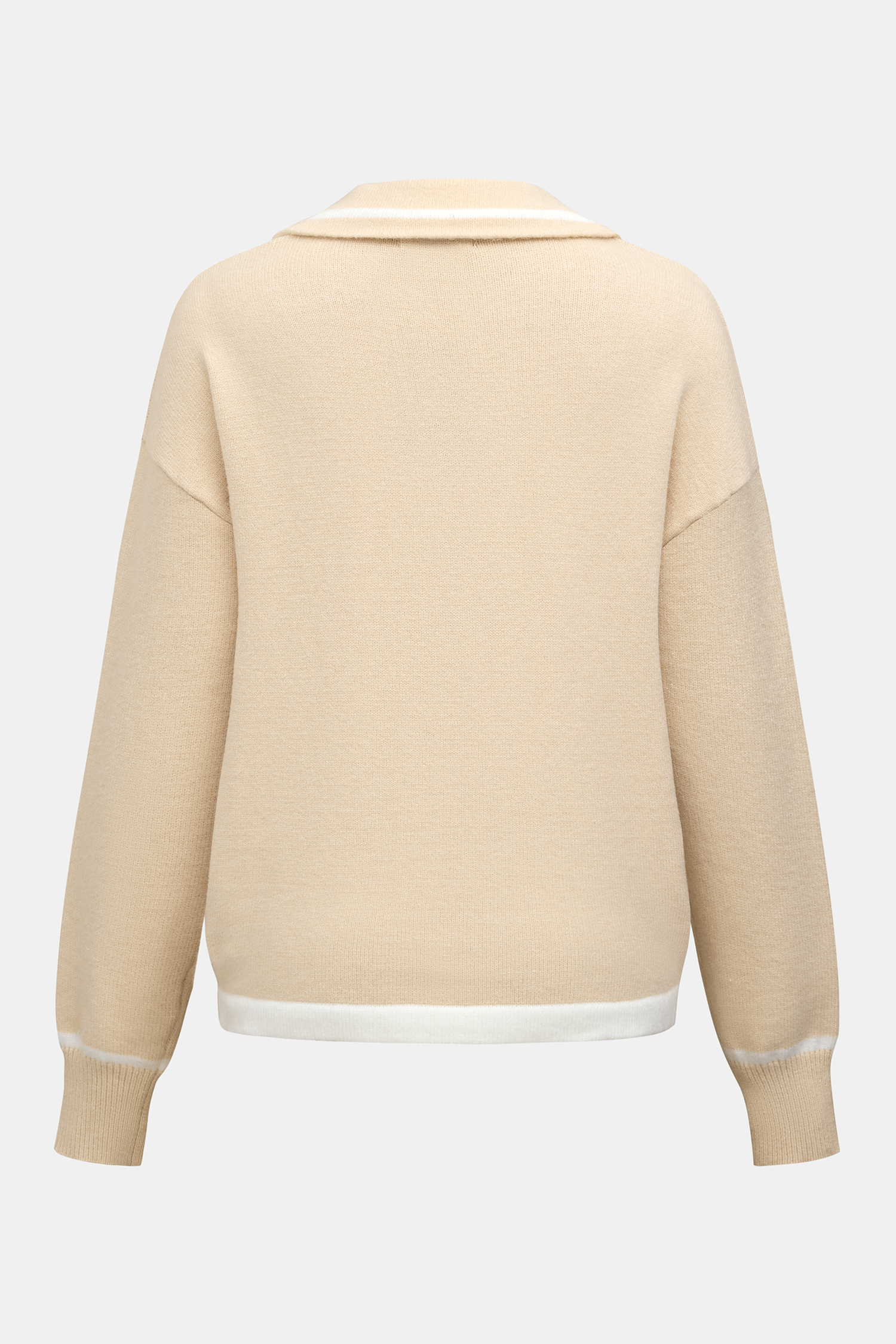 Khakifarbener Langarmpullover mit Kragen