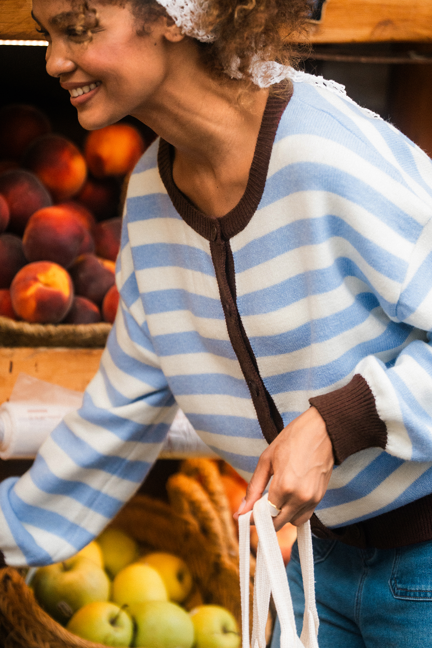 Cardigan a righe per il tempo libero