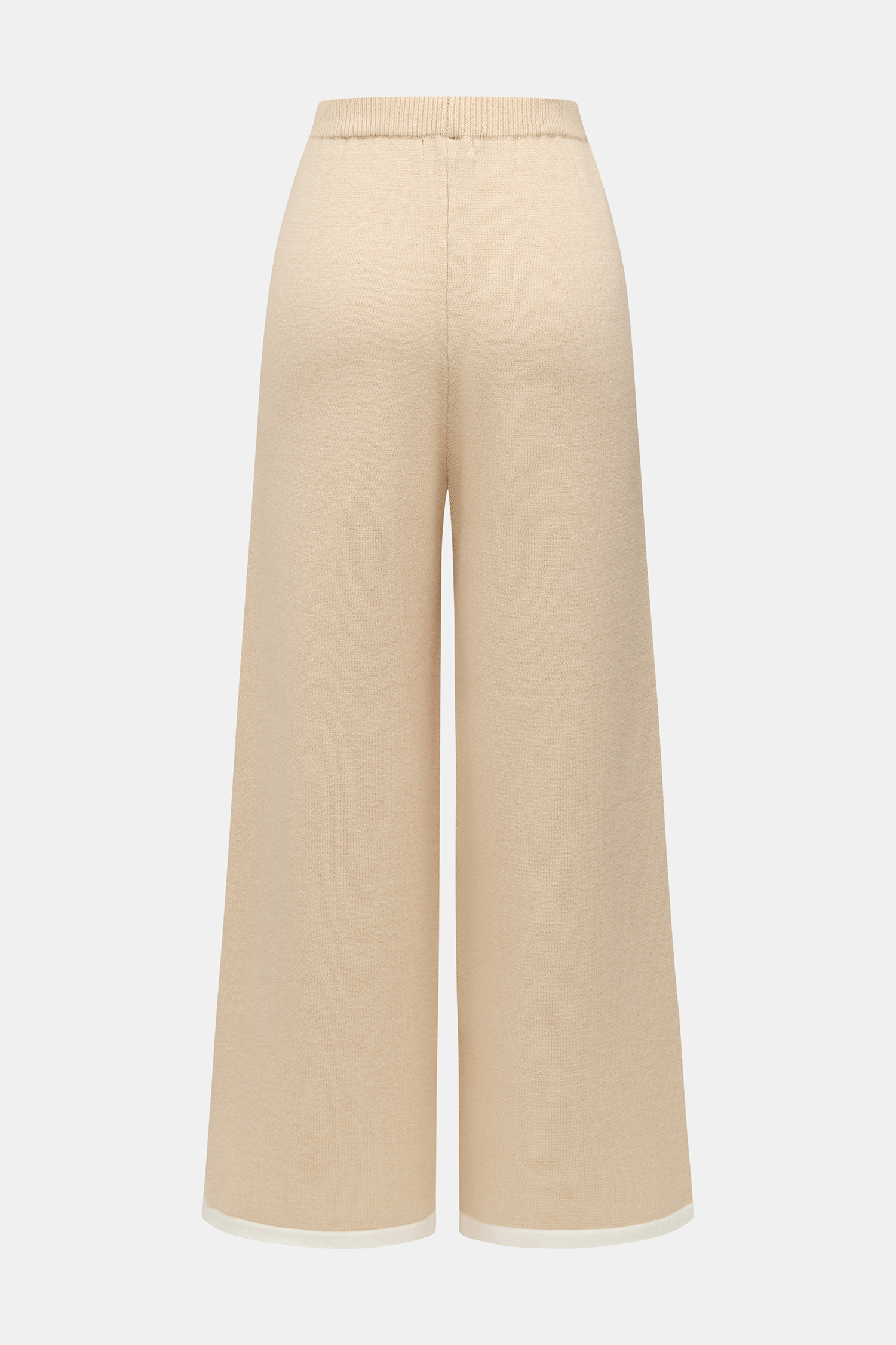Pantaloni in maglia color kaki mandorla tostata