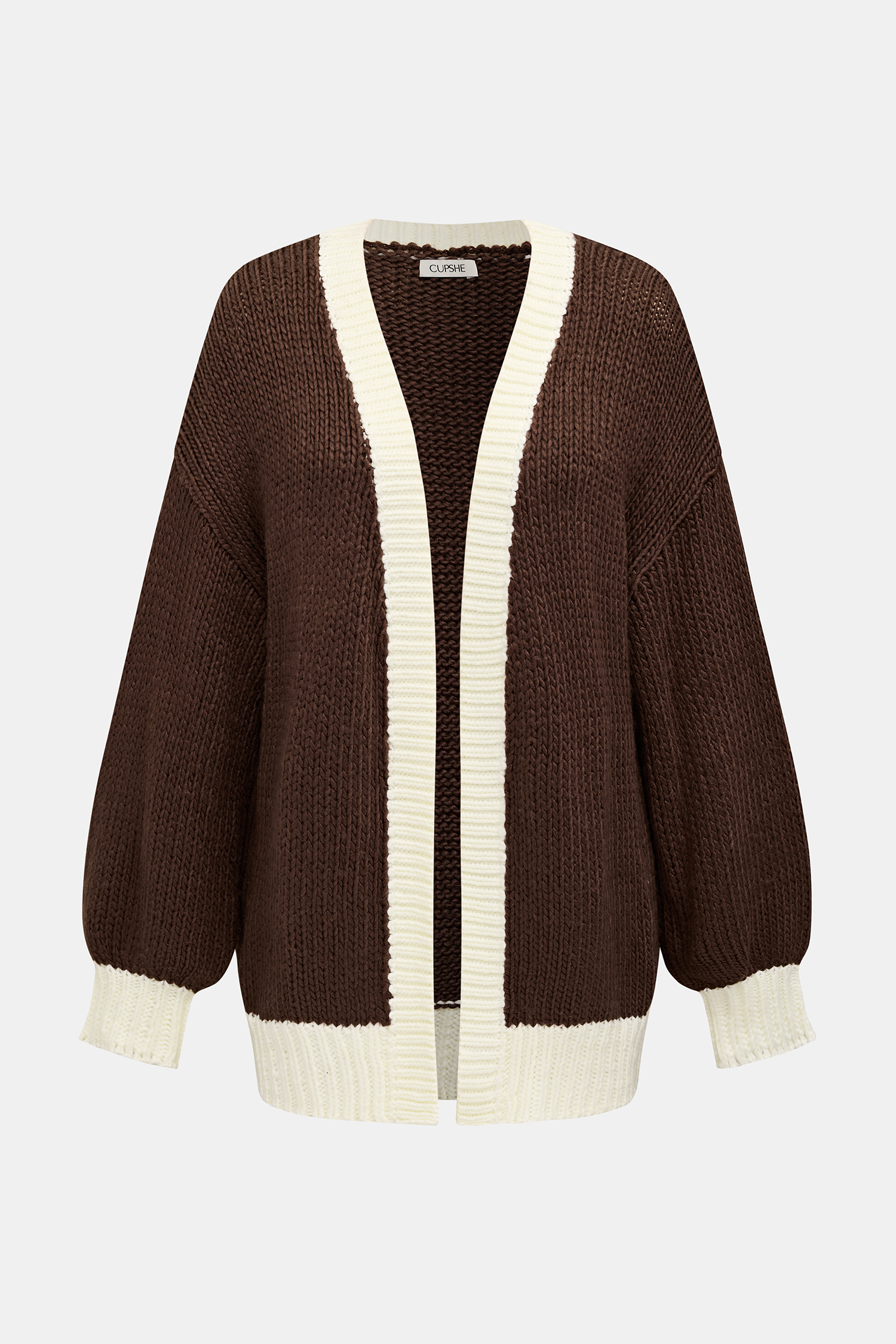 Cardigan color block color cannella chai
