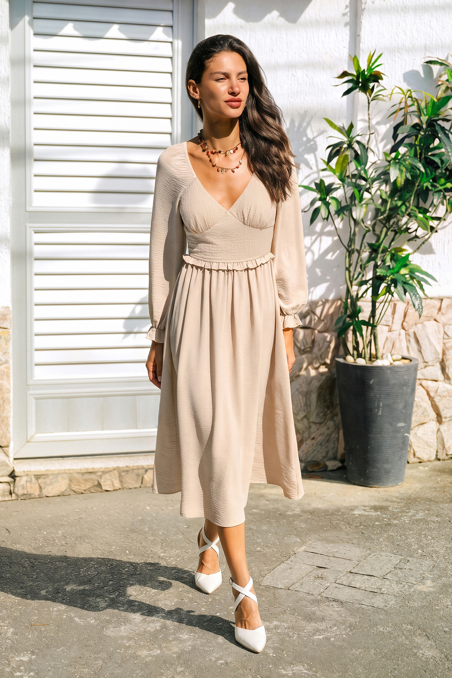 Sepia Toned Neutral Maxi Dress
