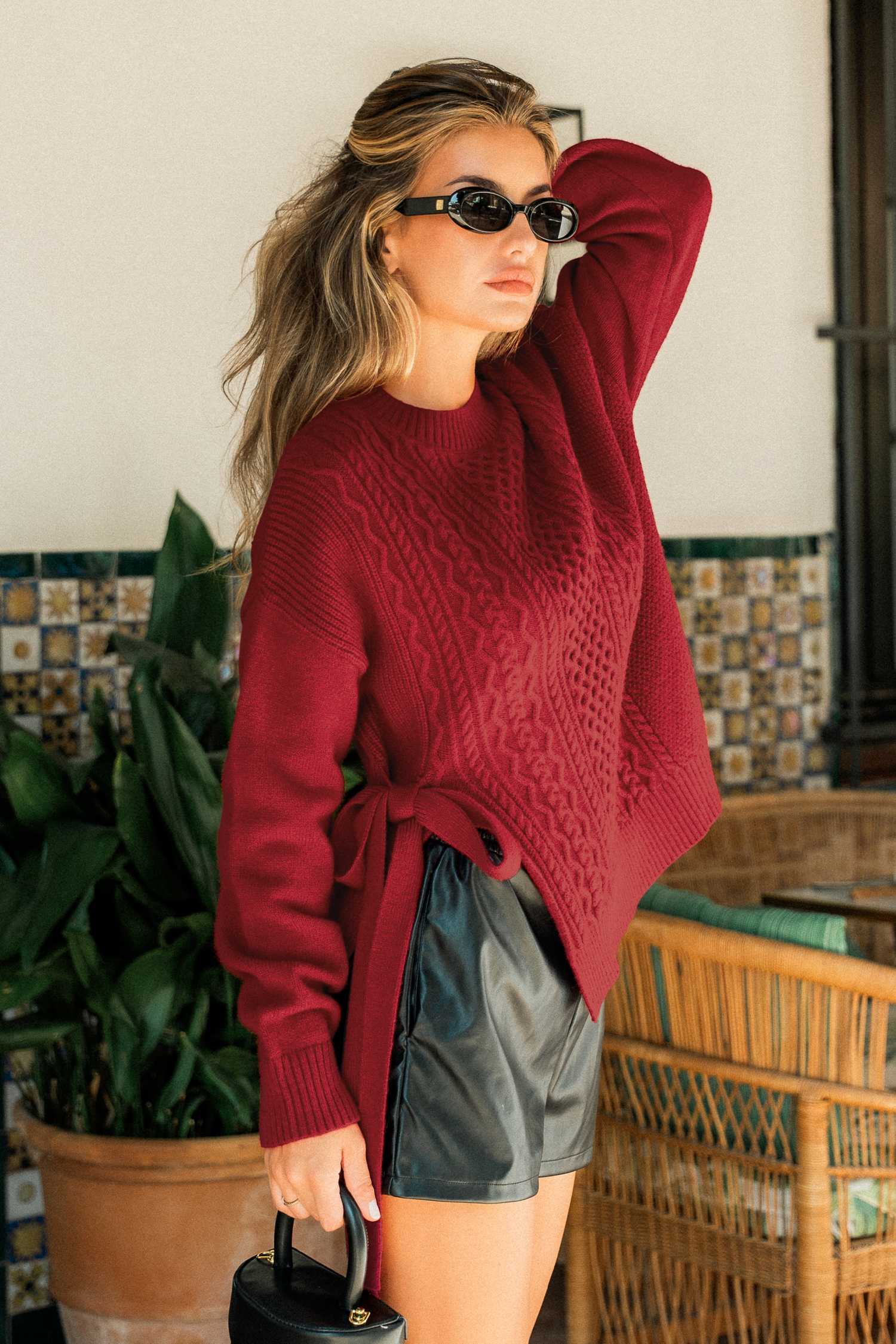 Maglione rosso avvolgente