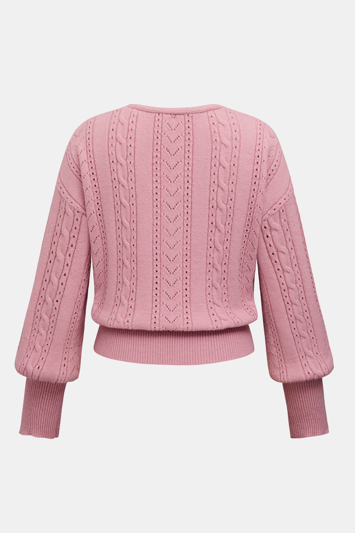 Pull rose à col surplis et manches longues