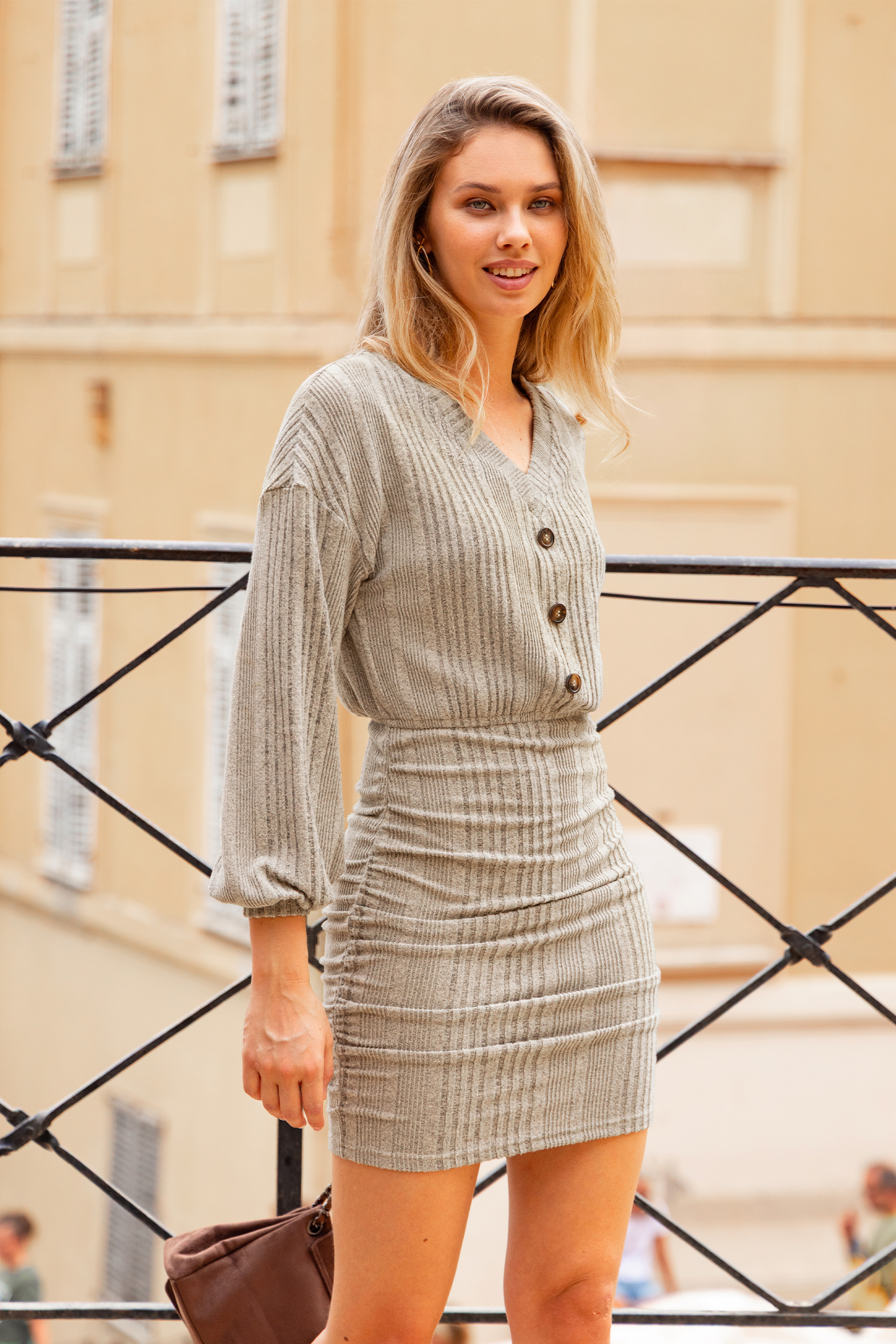 Going Somewhere Neutral Mini Dress