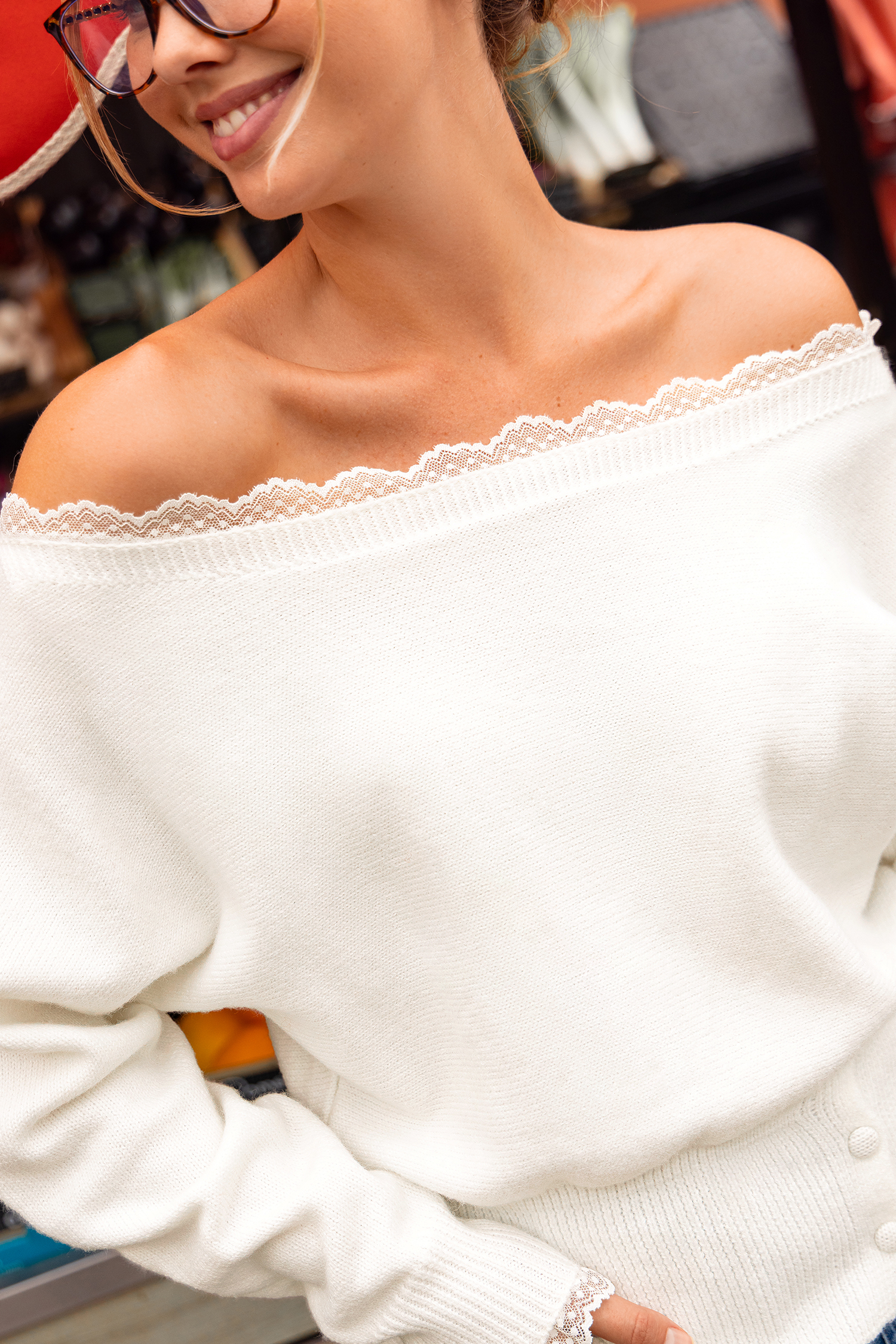 Near & Dear White Sweater