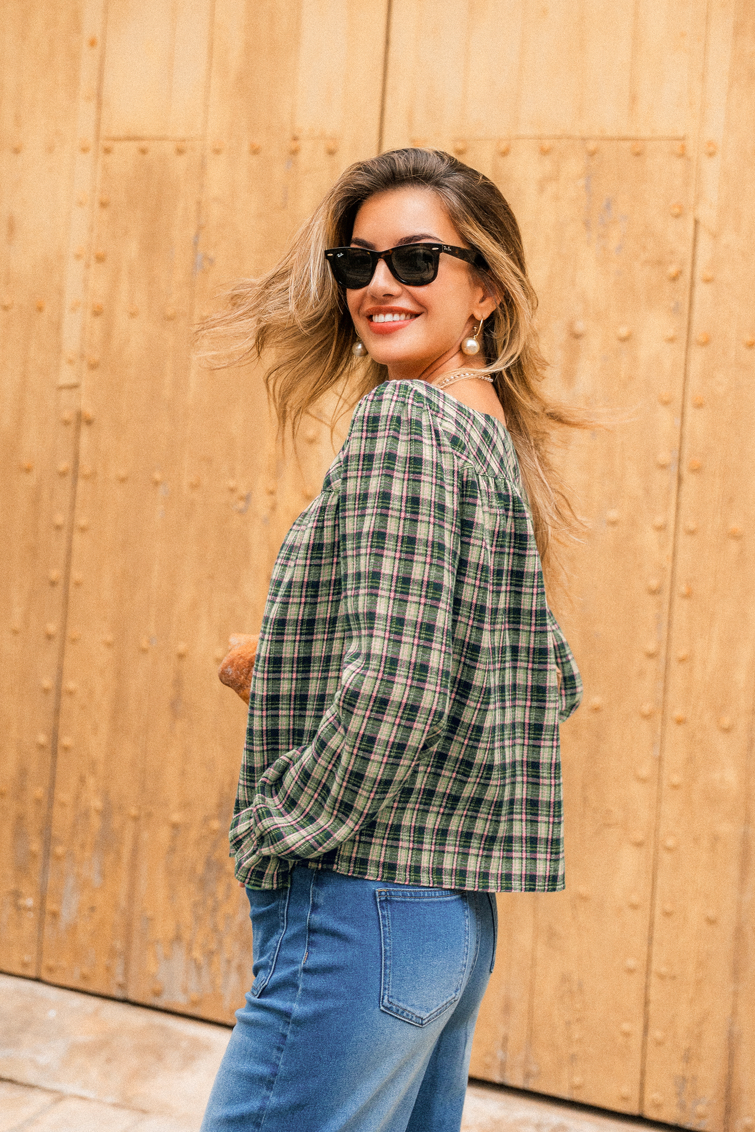 Grass Is Greener Plaid Top