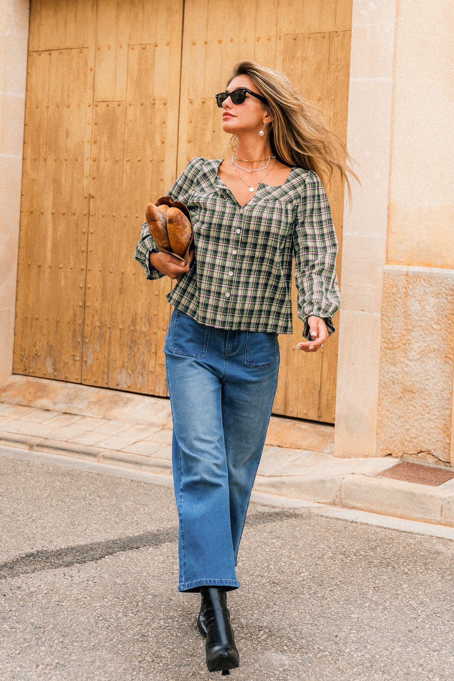 Grass Is Greener Plaid Top