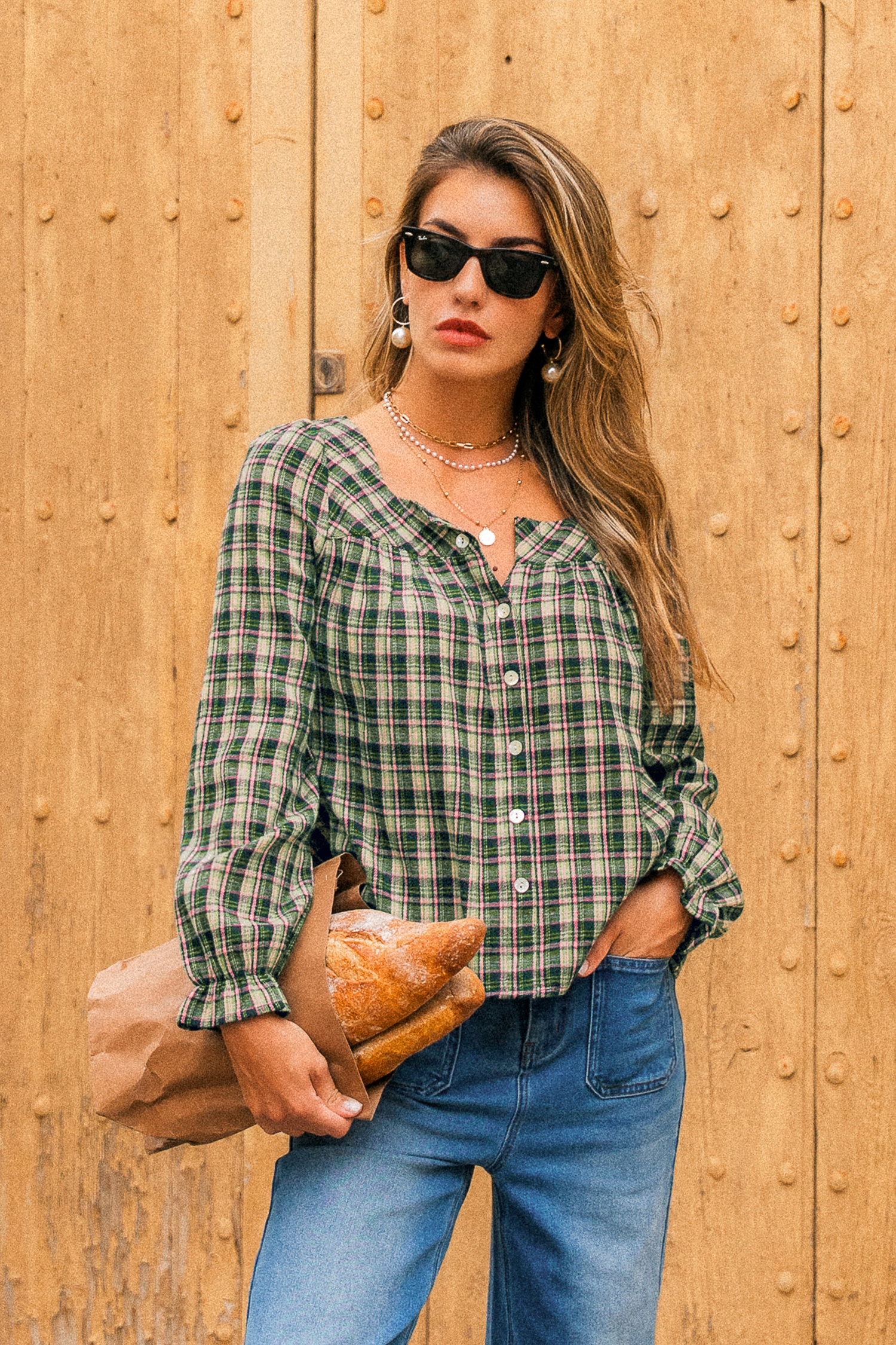 Grass Is Greener Plaid Top