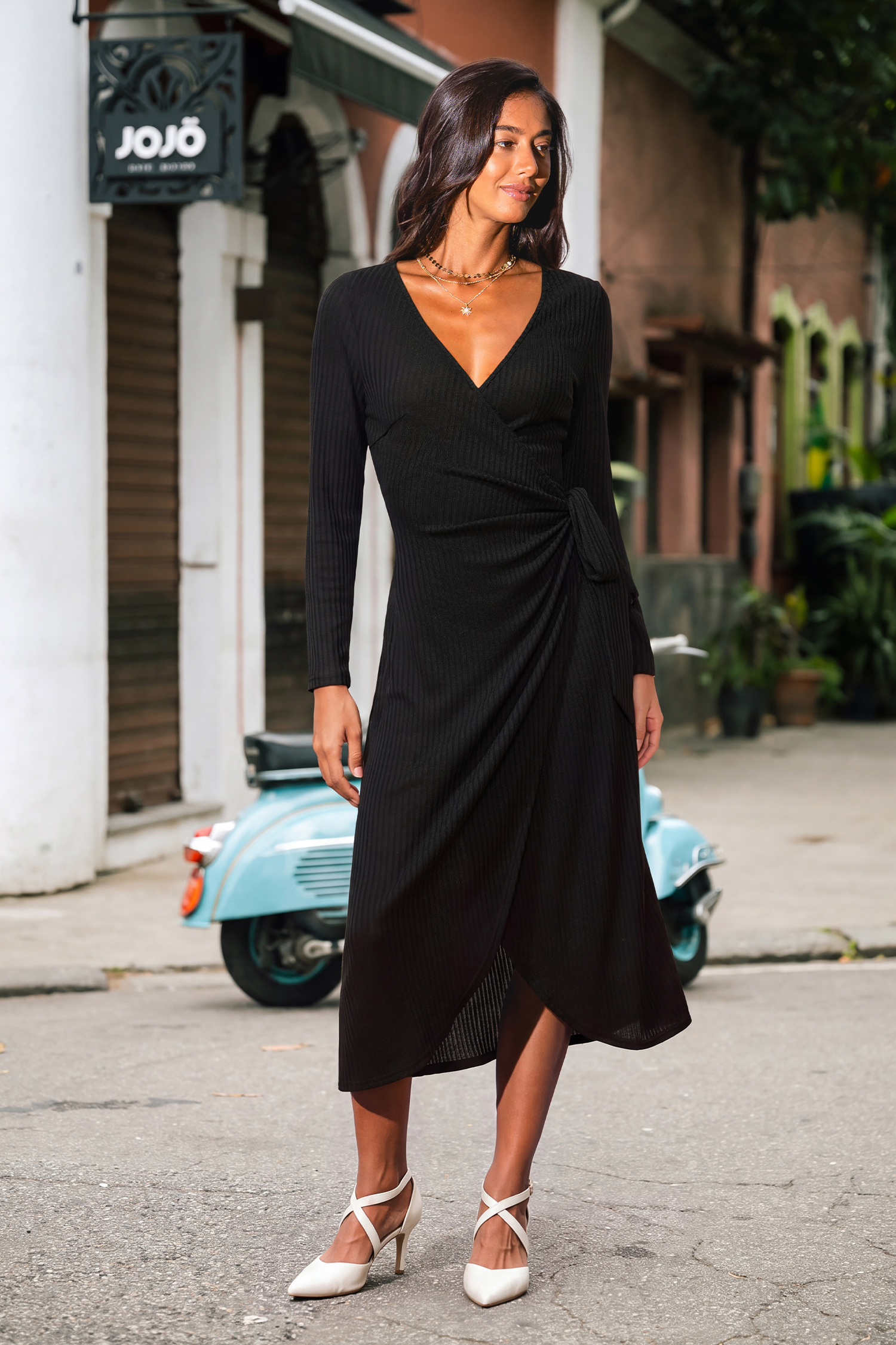 On Top of the World Black Midi Dress