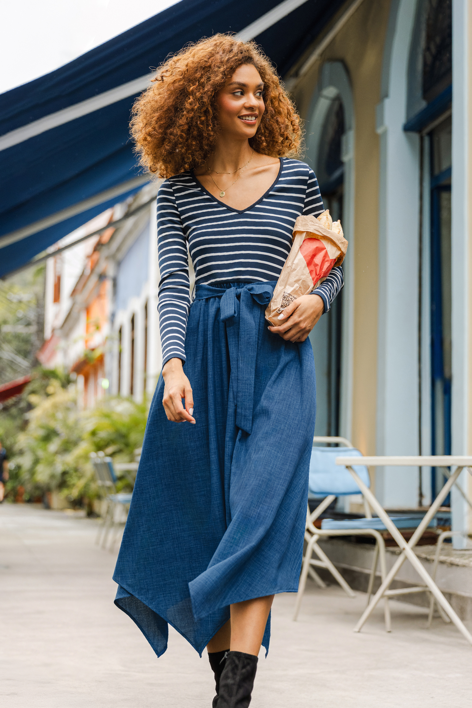 Full Life Striped Midi Dress