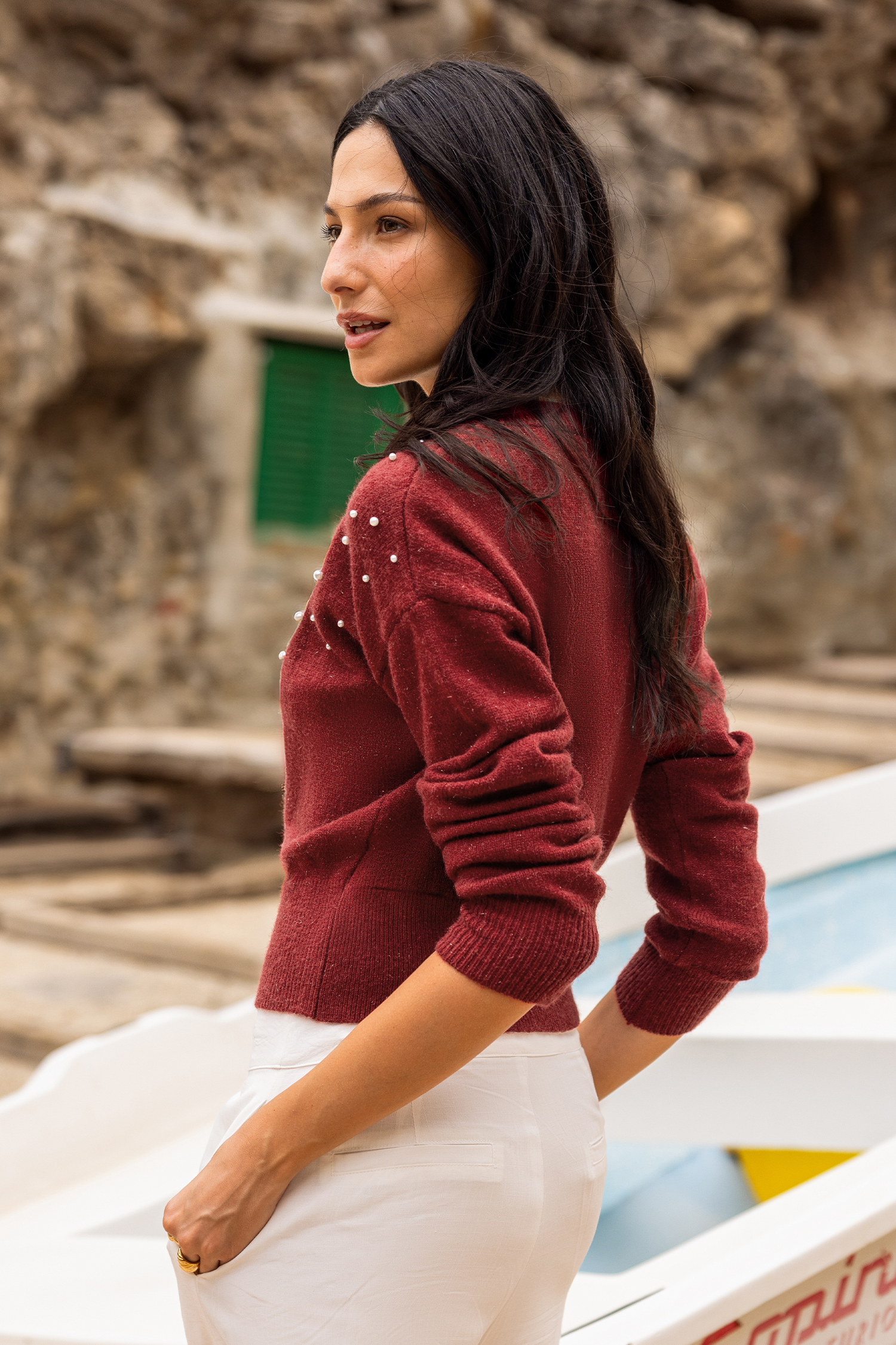 String of Pearls Red Sweater