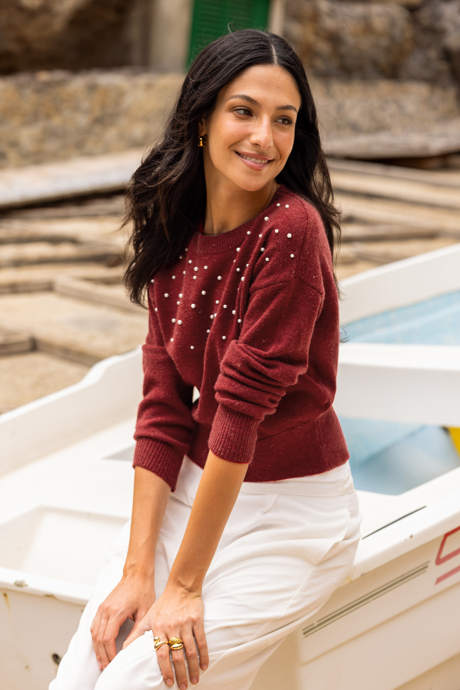 String of Pearls Red Sweater