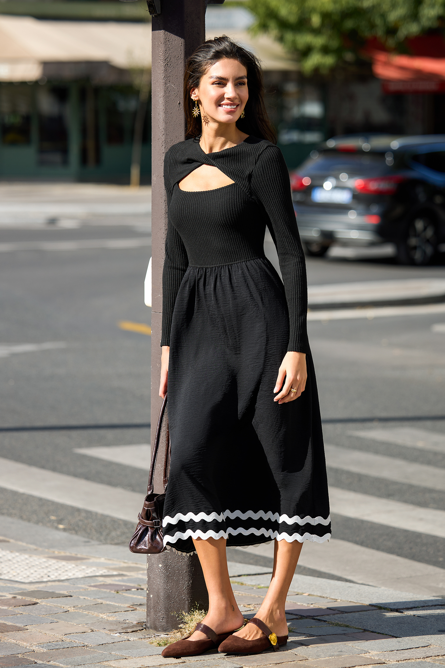 Night Sky Black Midi Dress